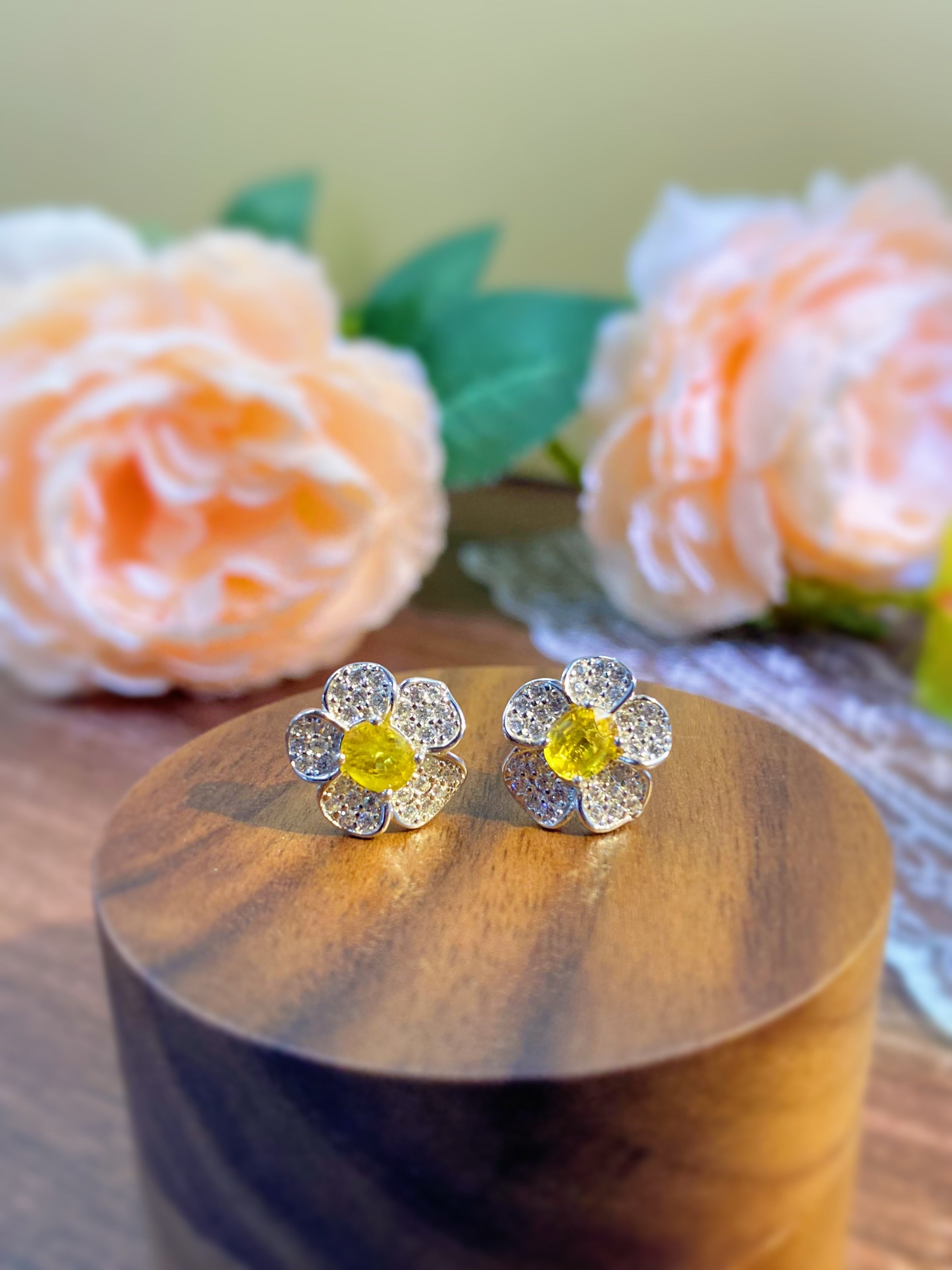S925 Silver Natural Yellow Sapphire Earrings Collection