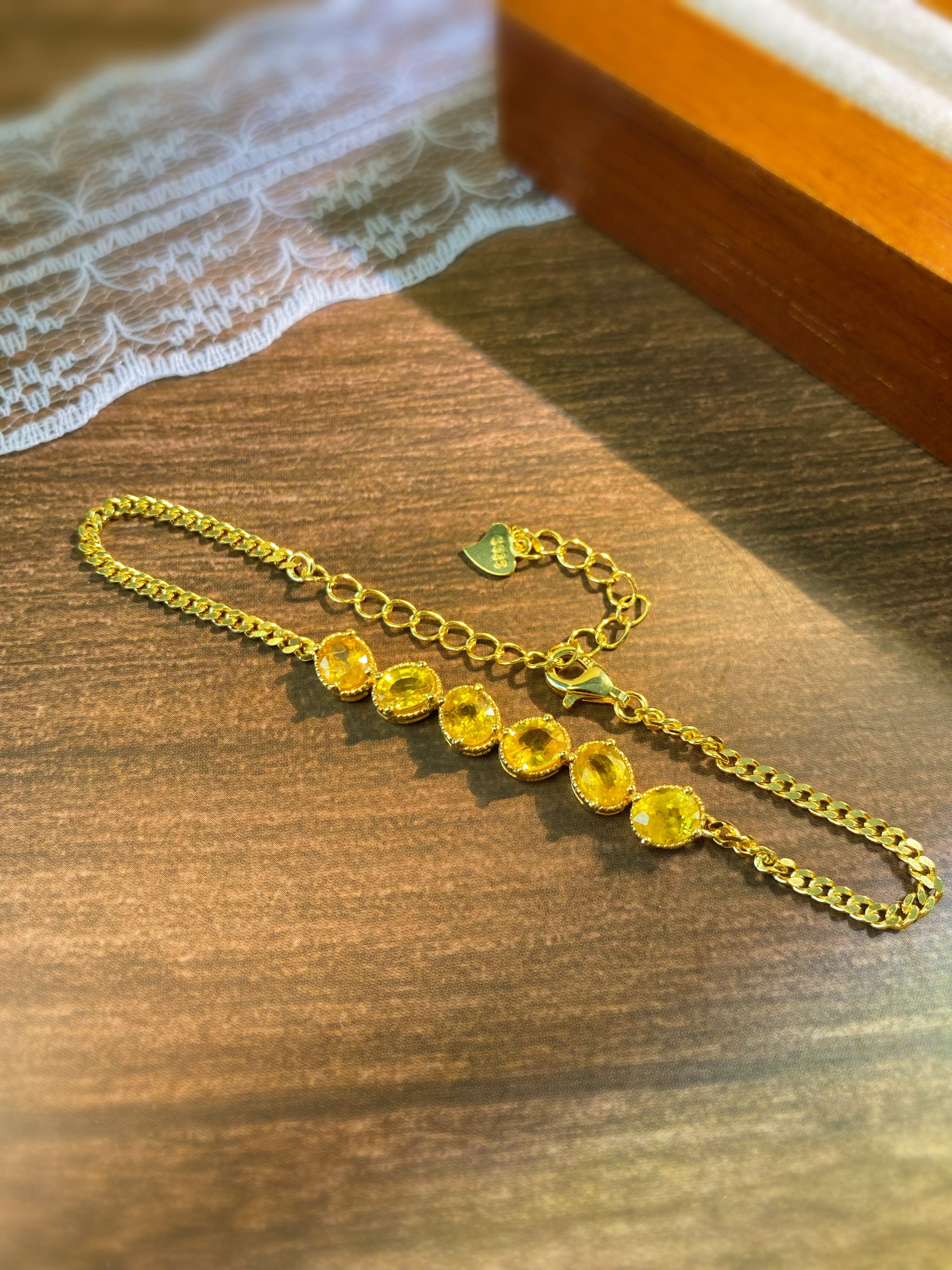 S925 Silver Natural Yellow Sapphire Bracelet