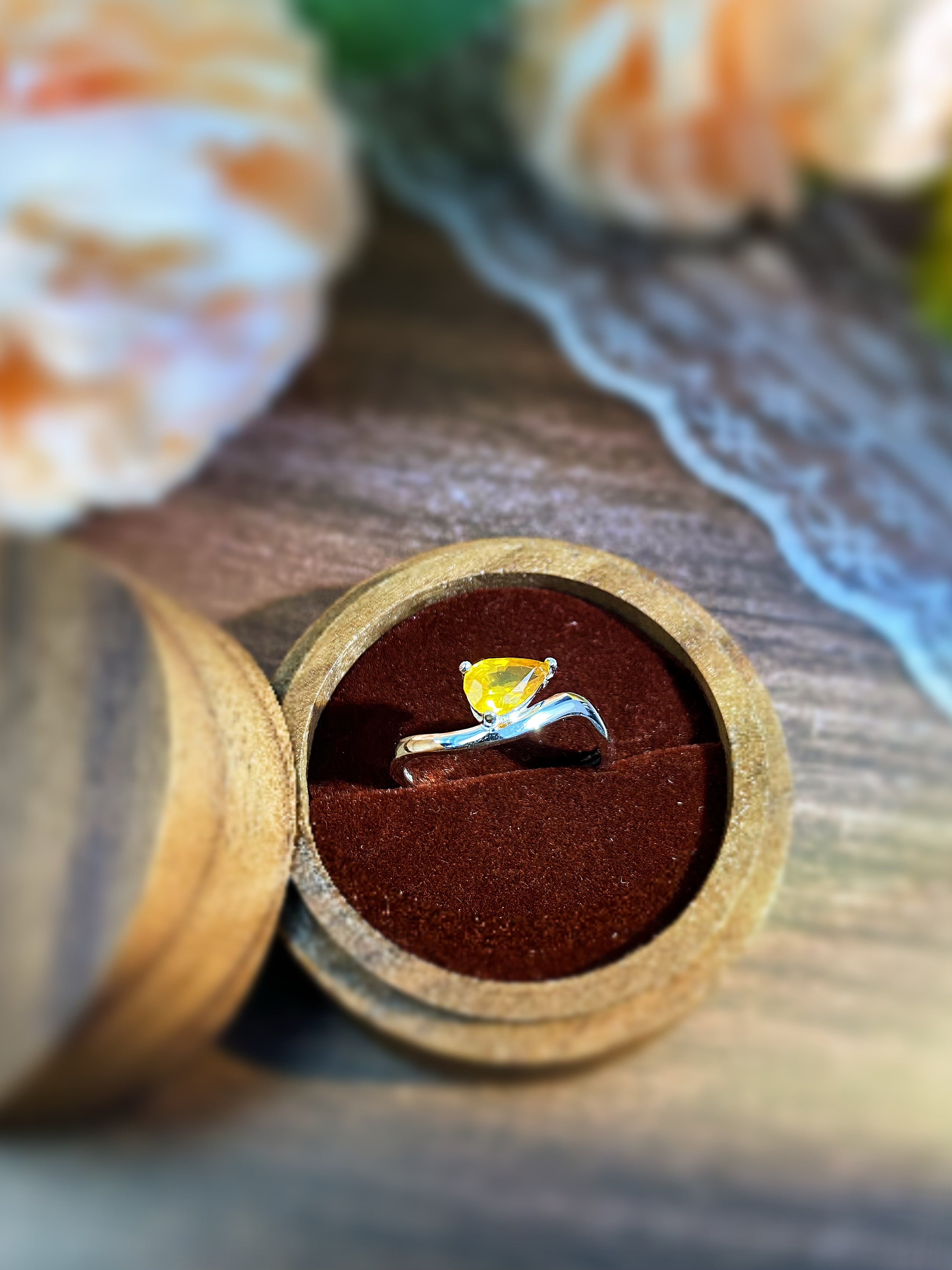 S925 Silver Natural Yellow Sapphire Ring Collection
