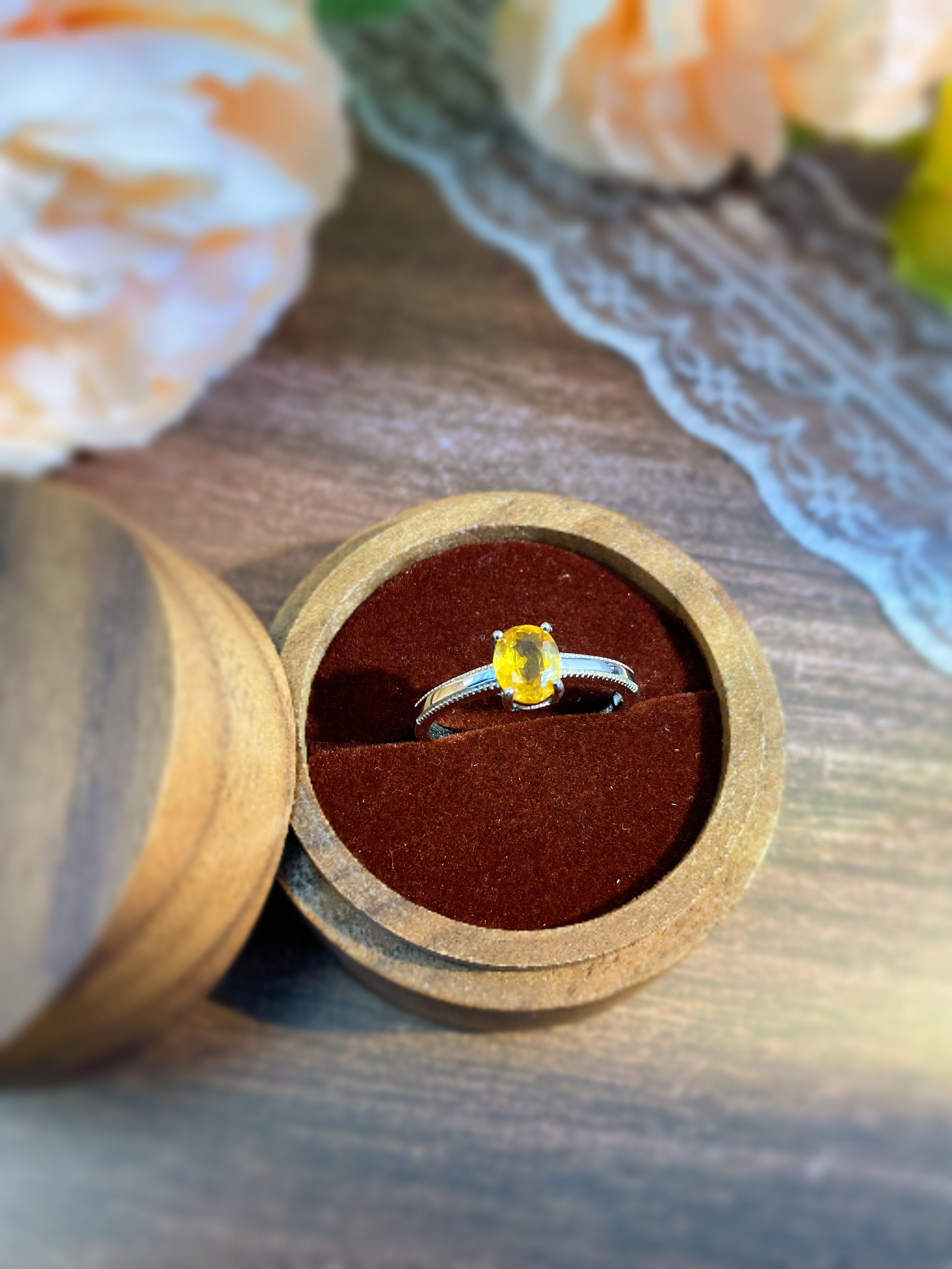 S925 Silver Natural Yellow Sapphire Ring Collection
