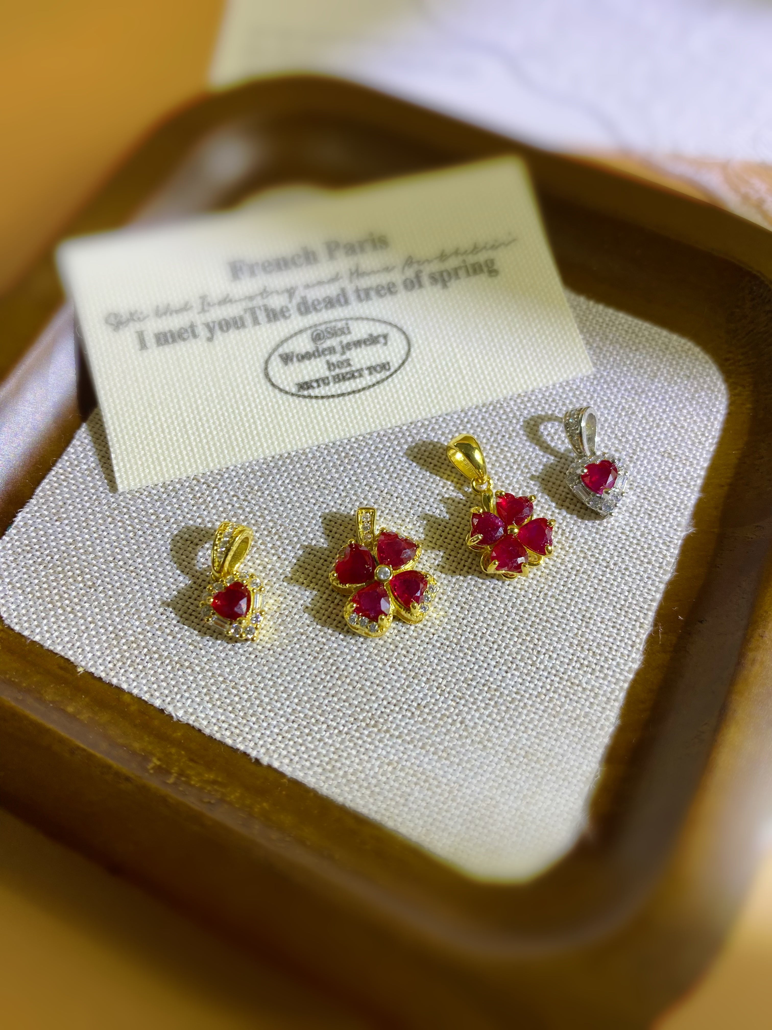 S925 Silver Natural Pigeon Blood Red Ruby Heart Shape Pendants Collection