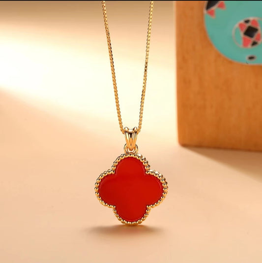 18K Gold Natural Red Agate Pendant GP005