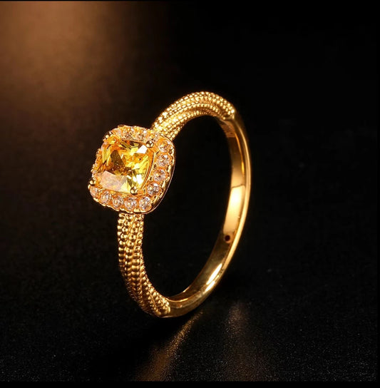 18K Gold Natural Citrine Ring GR002