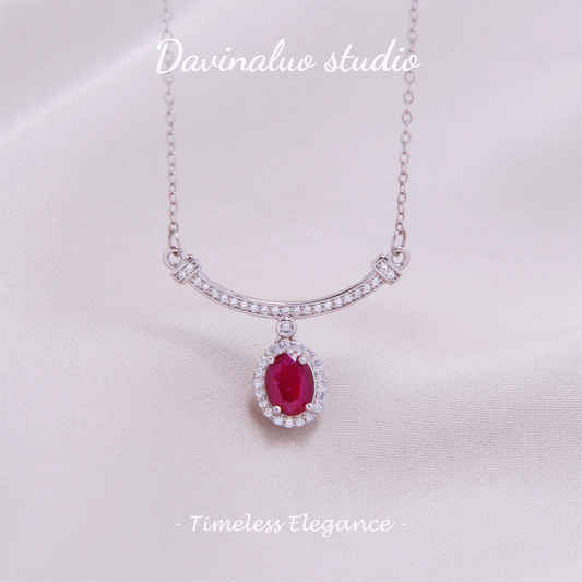S925 Silver Natural Ruby Fashion Necklace HBSN004