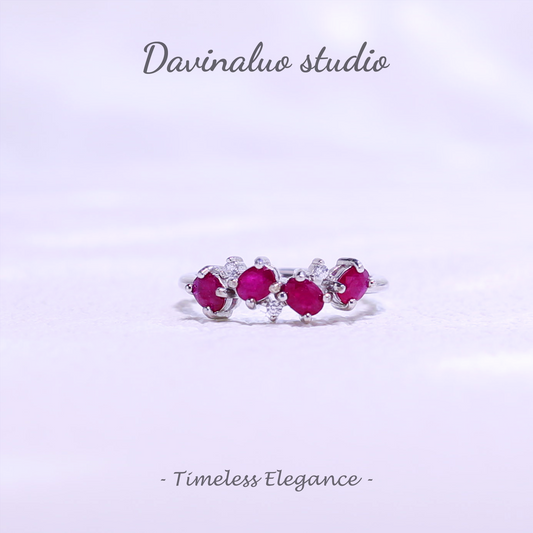 S925 Silver Natural Ruby Simple Ring HBSR017