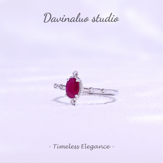 S925 Silver Natural Ruby Simple Ring HBSR020