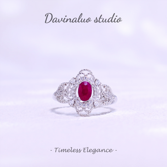 S925 Silver Natural Ruby Luxury Ring HBSR021