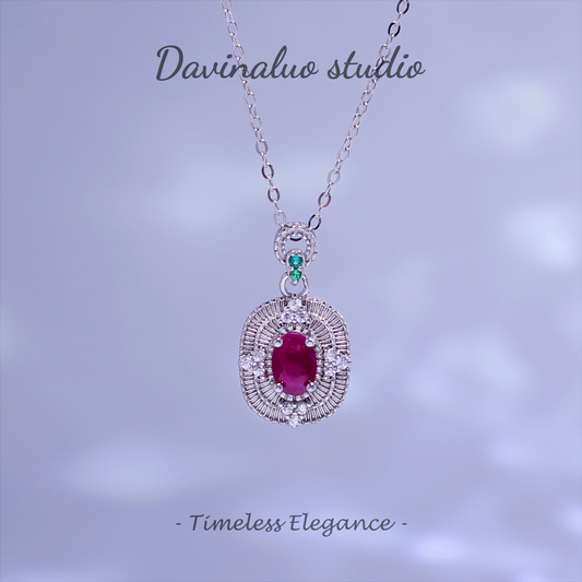 S925 Silver Natural Ruby Light Luxury High-End Necklace HBSN007