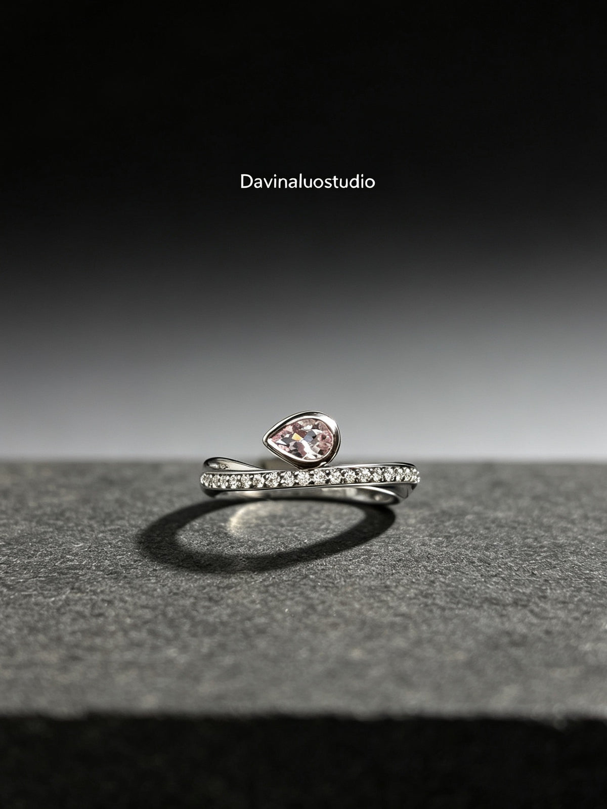 S925 Silver Slayer 18k gold plated Natural Morganite Ring 0.5ct gem