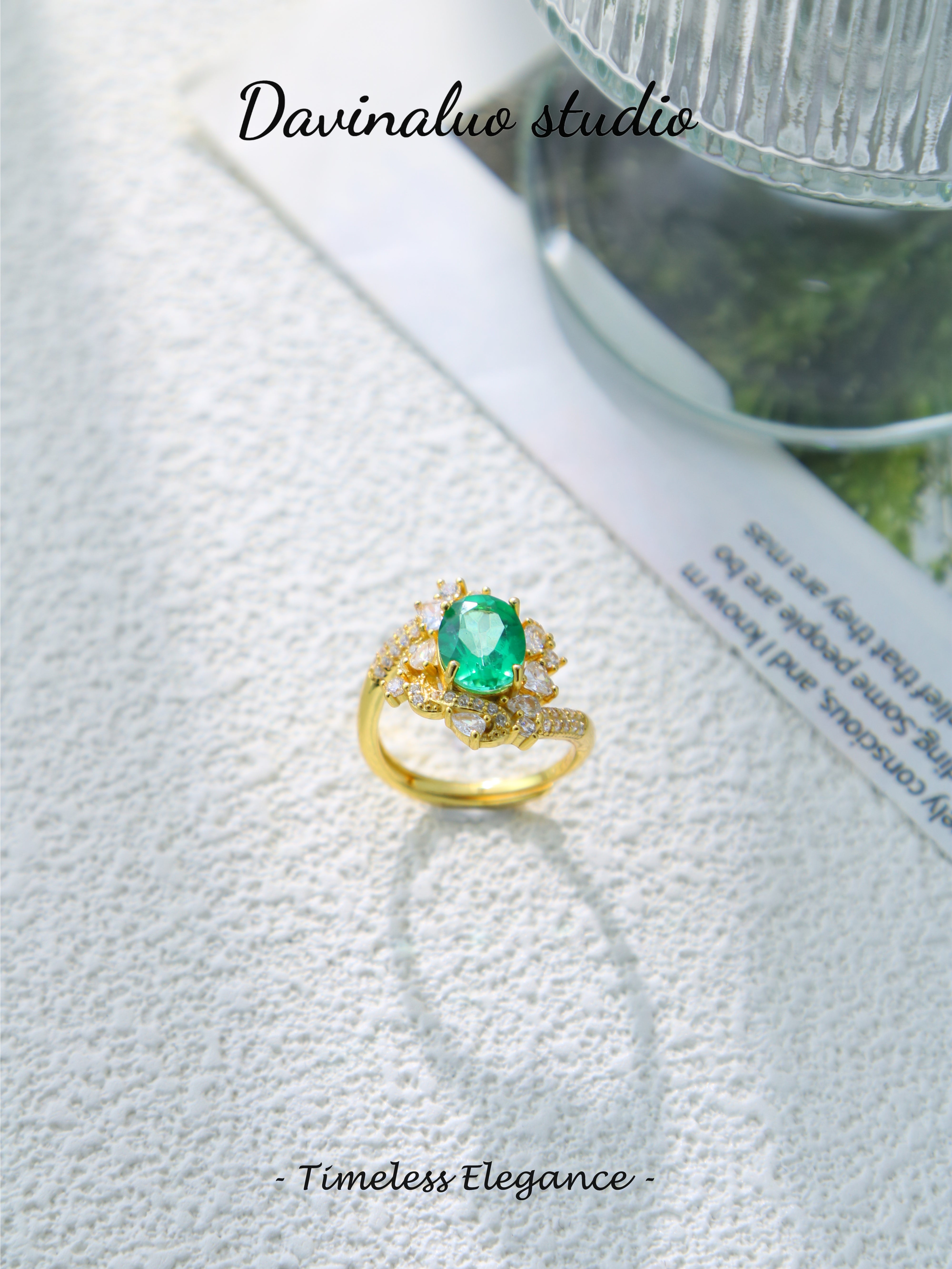 S925 Gold Simple Oval Cut Topaz Ring