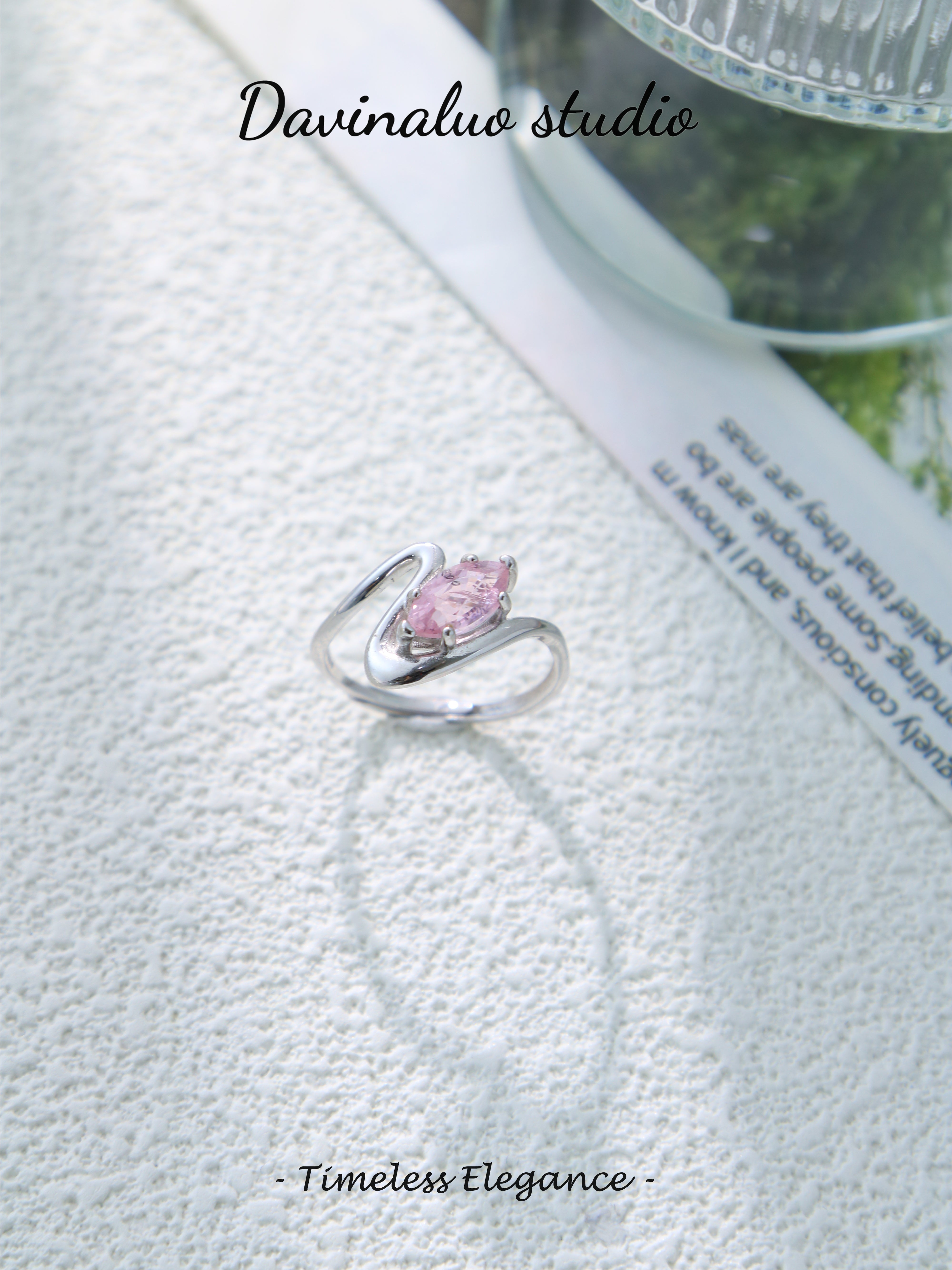 S925 Silver Simple Marquise Cut Tourmaline Ring