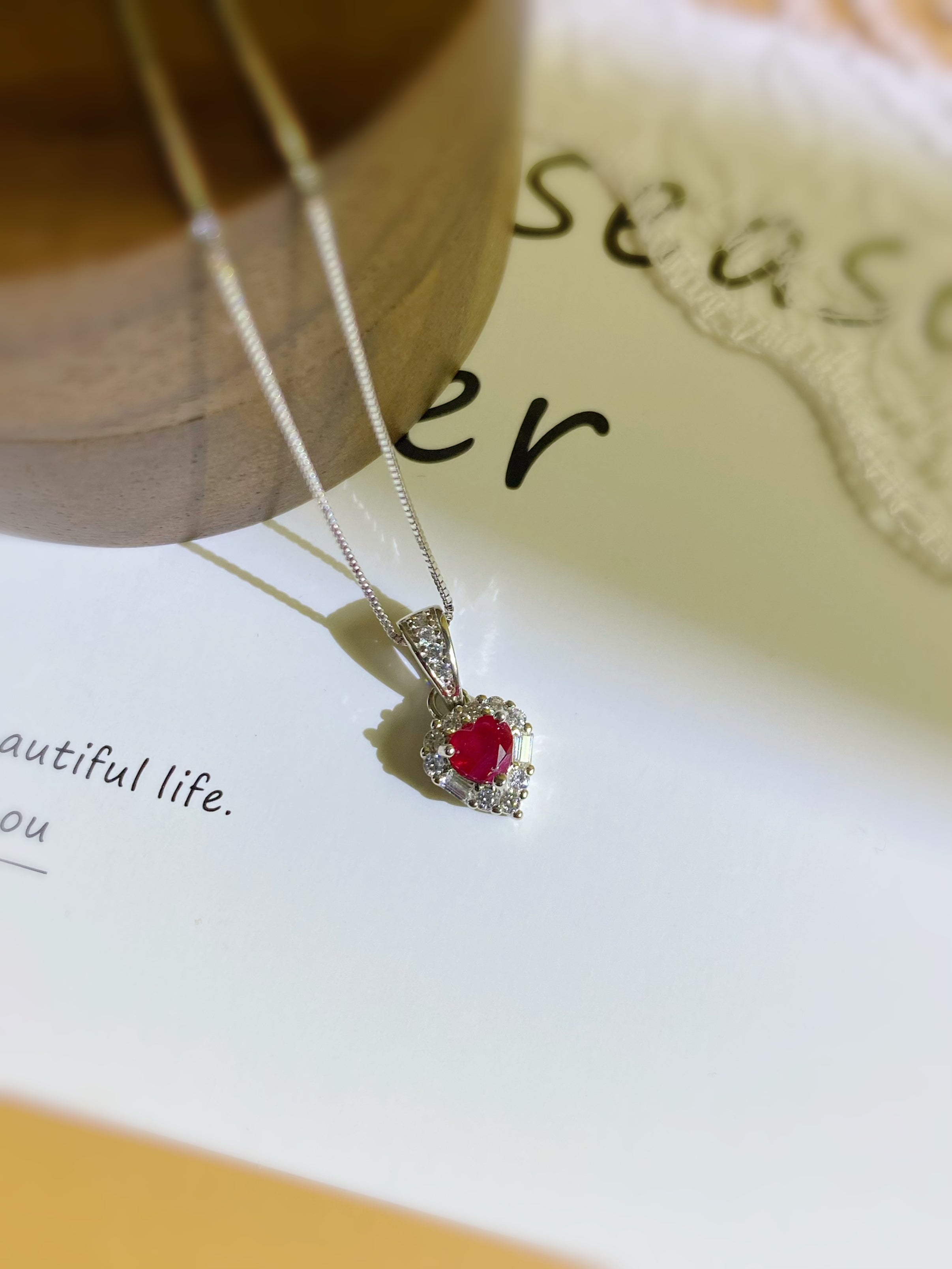 S925 Silver Natural Pigeon Blood Red Ruby Heart Shape Pendants Collection