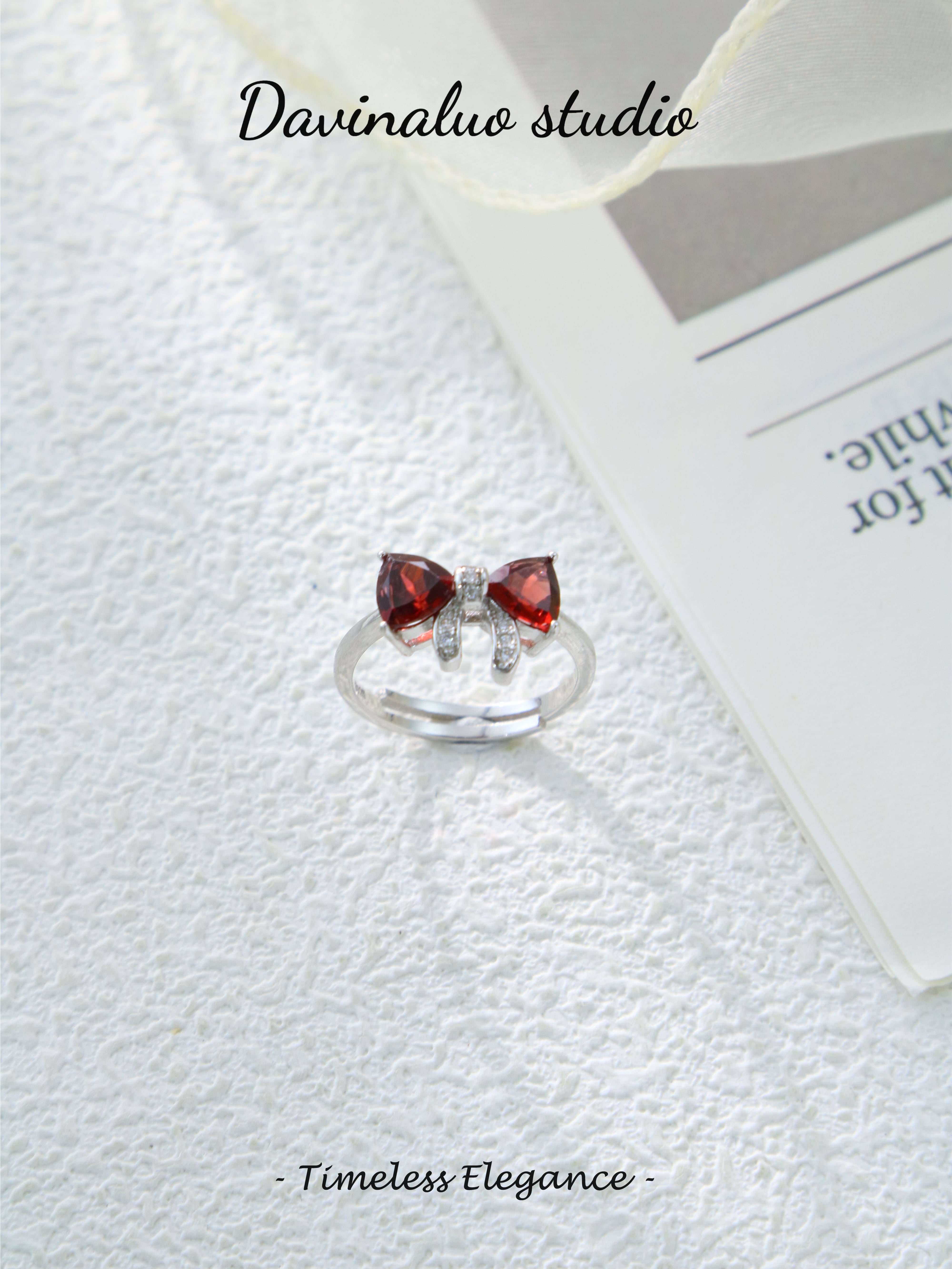 S925 Silver Classic Triangular Cut Garnet Ring