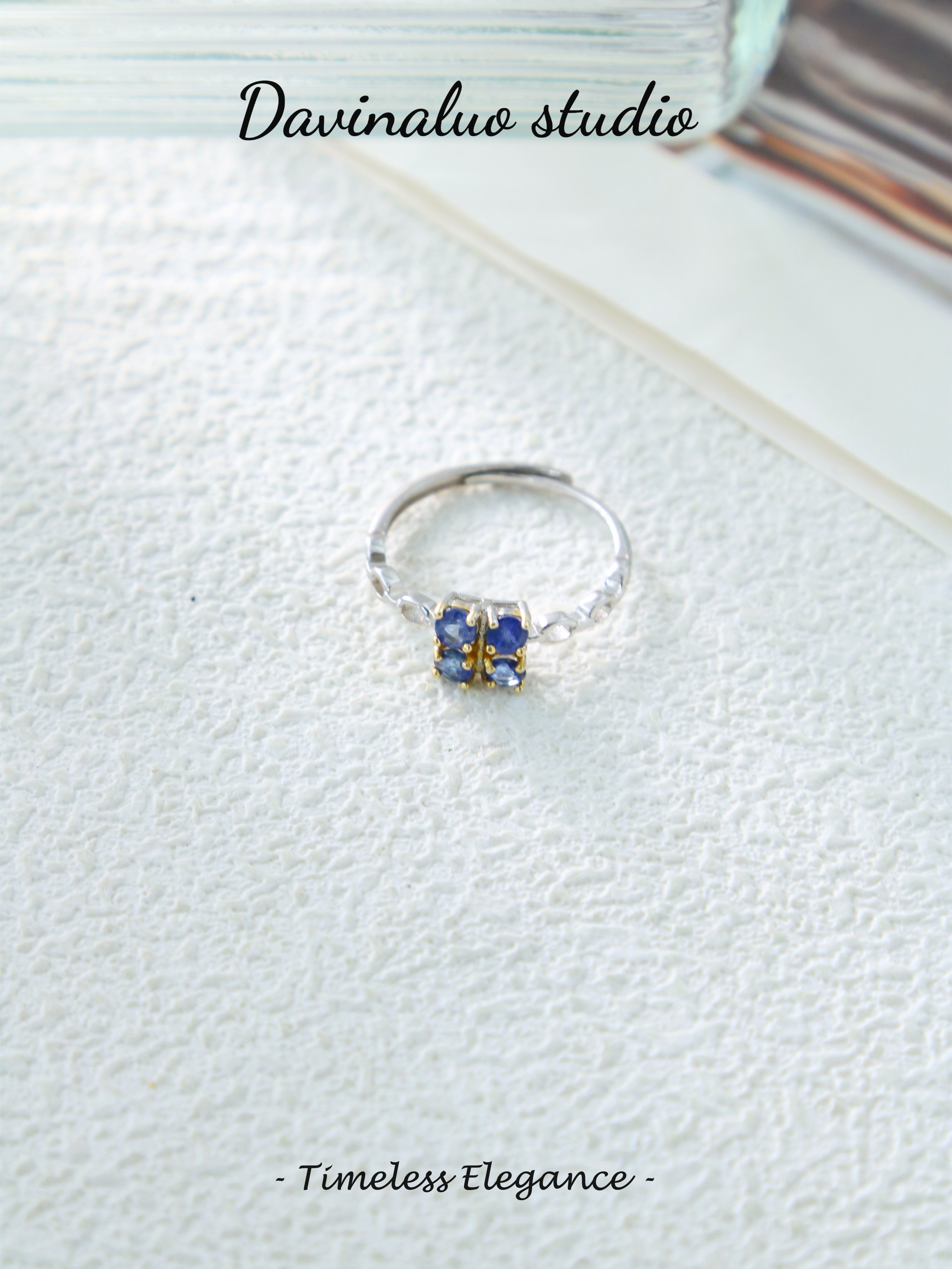 S925 Silver Simple Circular Cut Sapphire Ring
