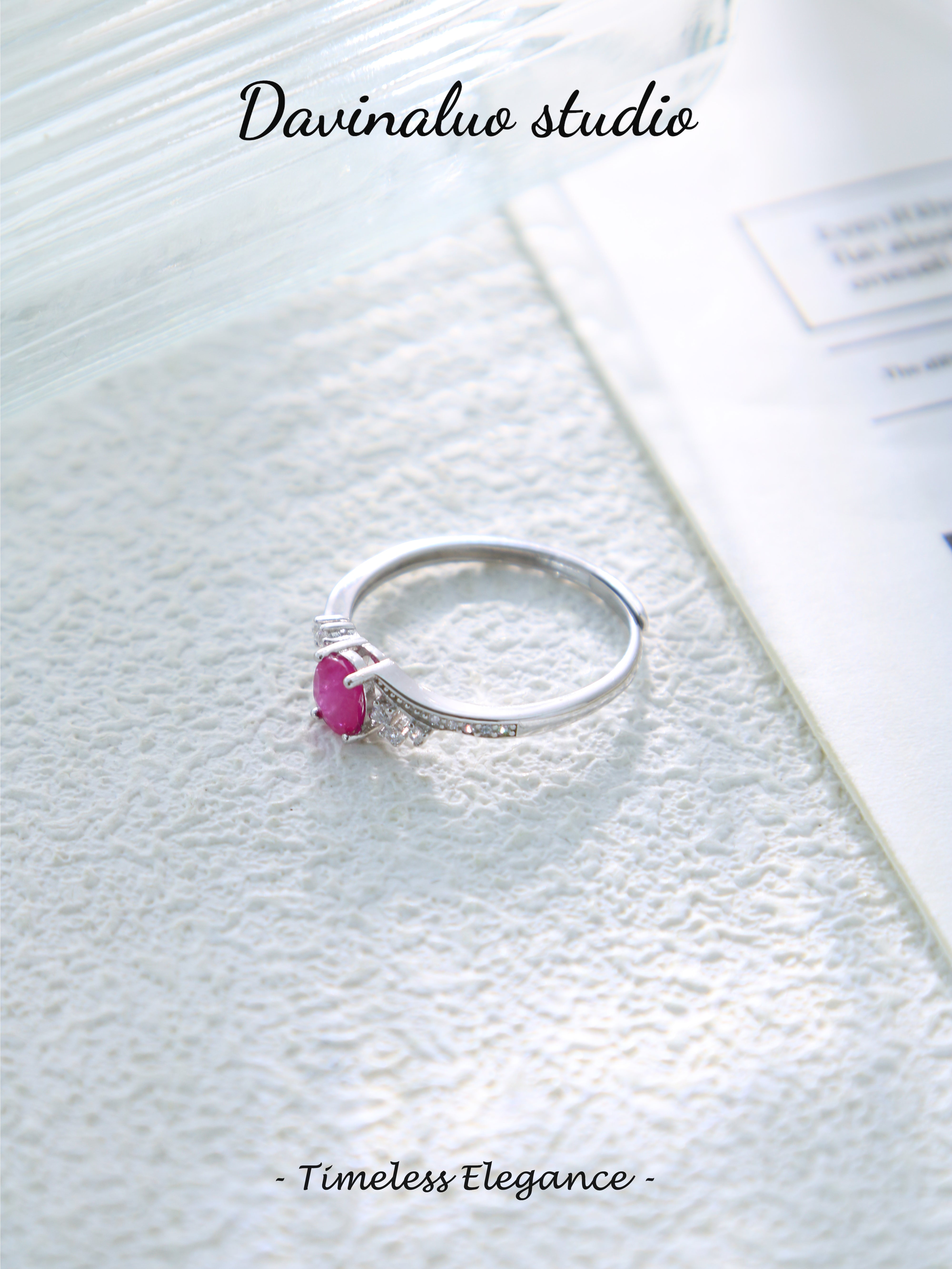 S925 Silver Simple Oval Cut Ruby Ring