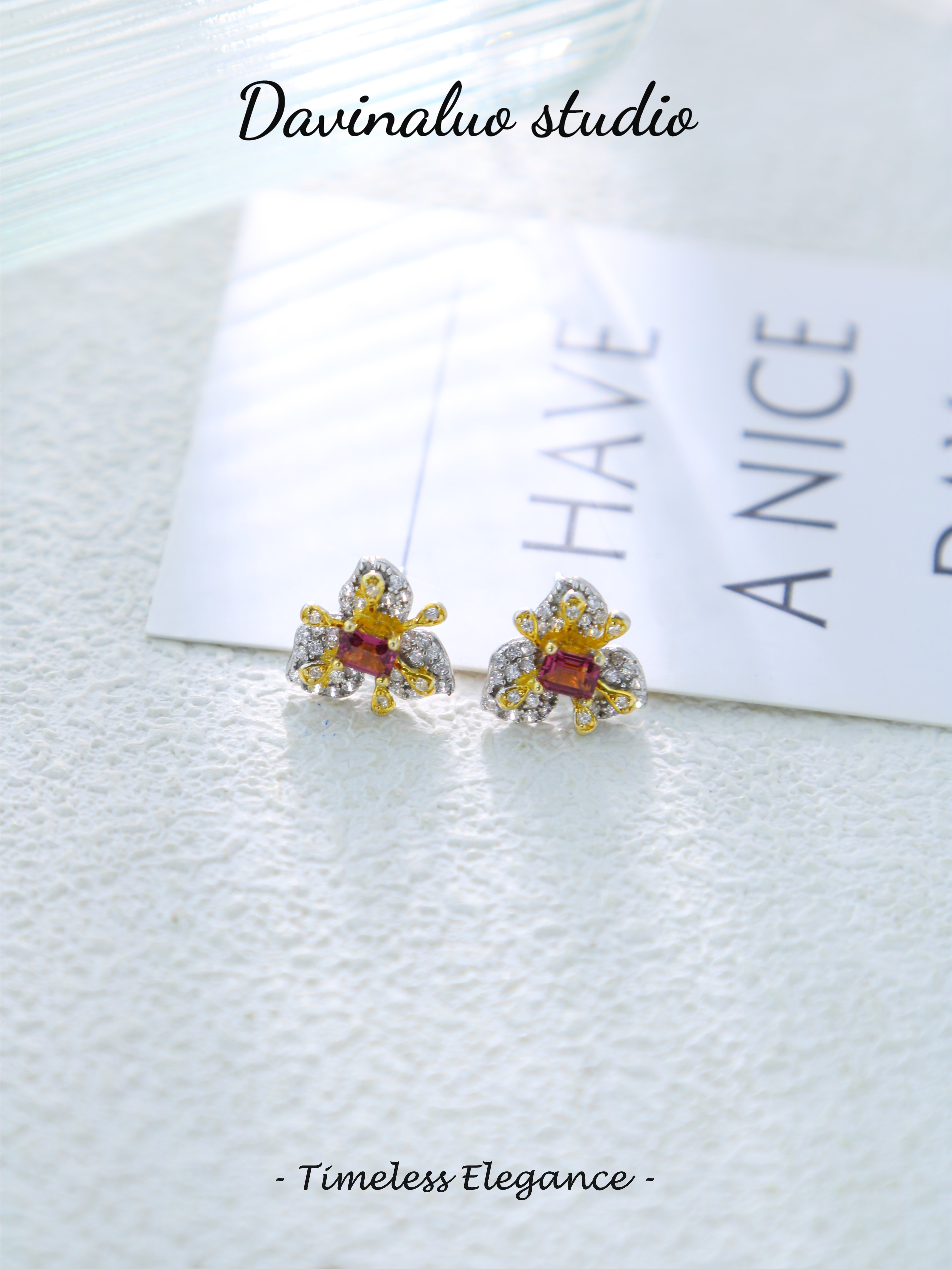 S925 Silver Emerald Cut Garnet Earrings