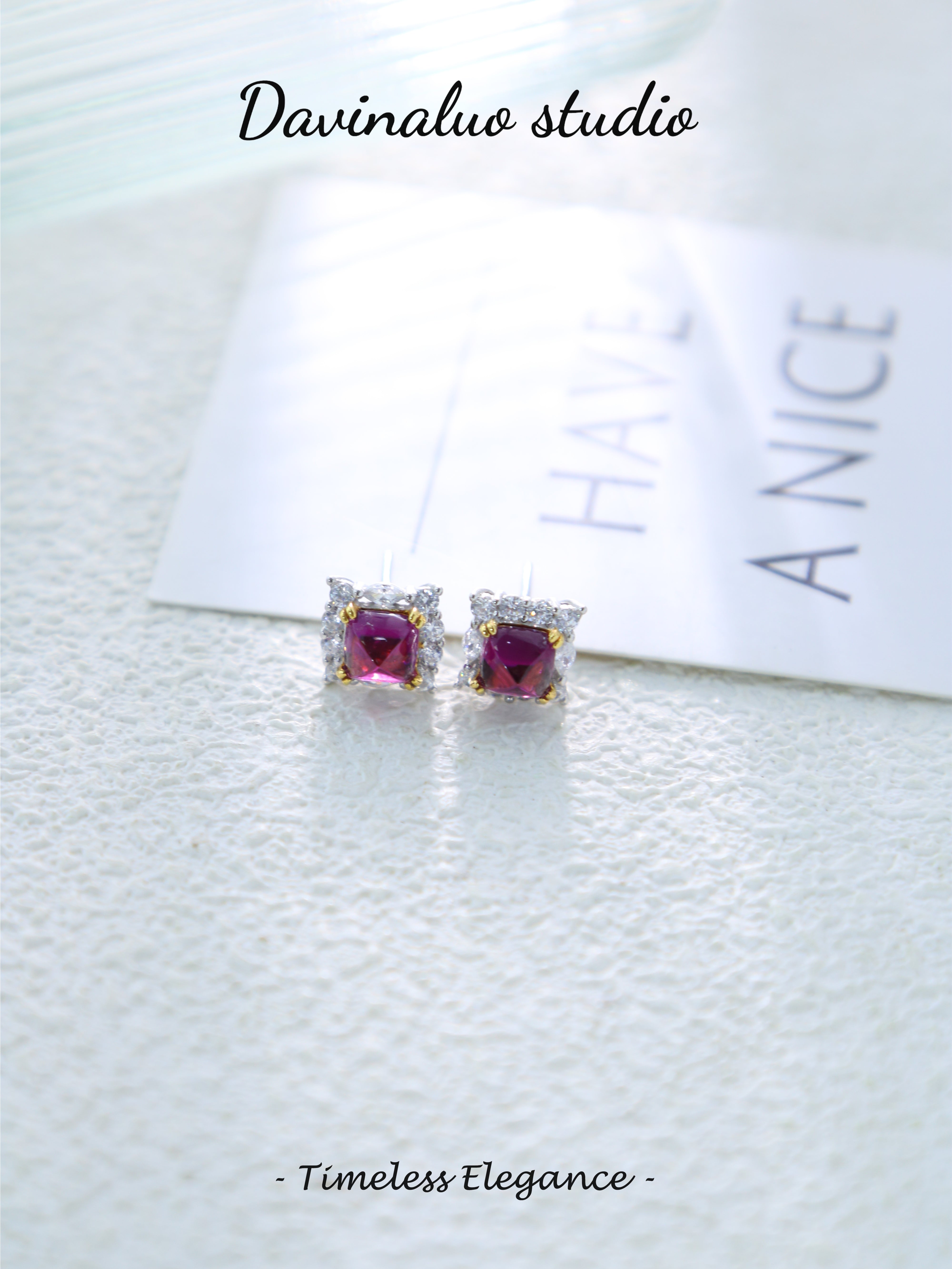 S925 Silver Classic Cushion Cut Garnet Earrings