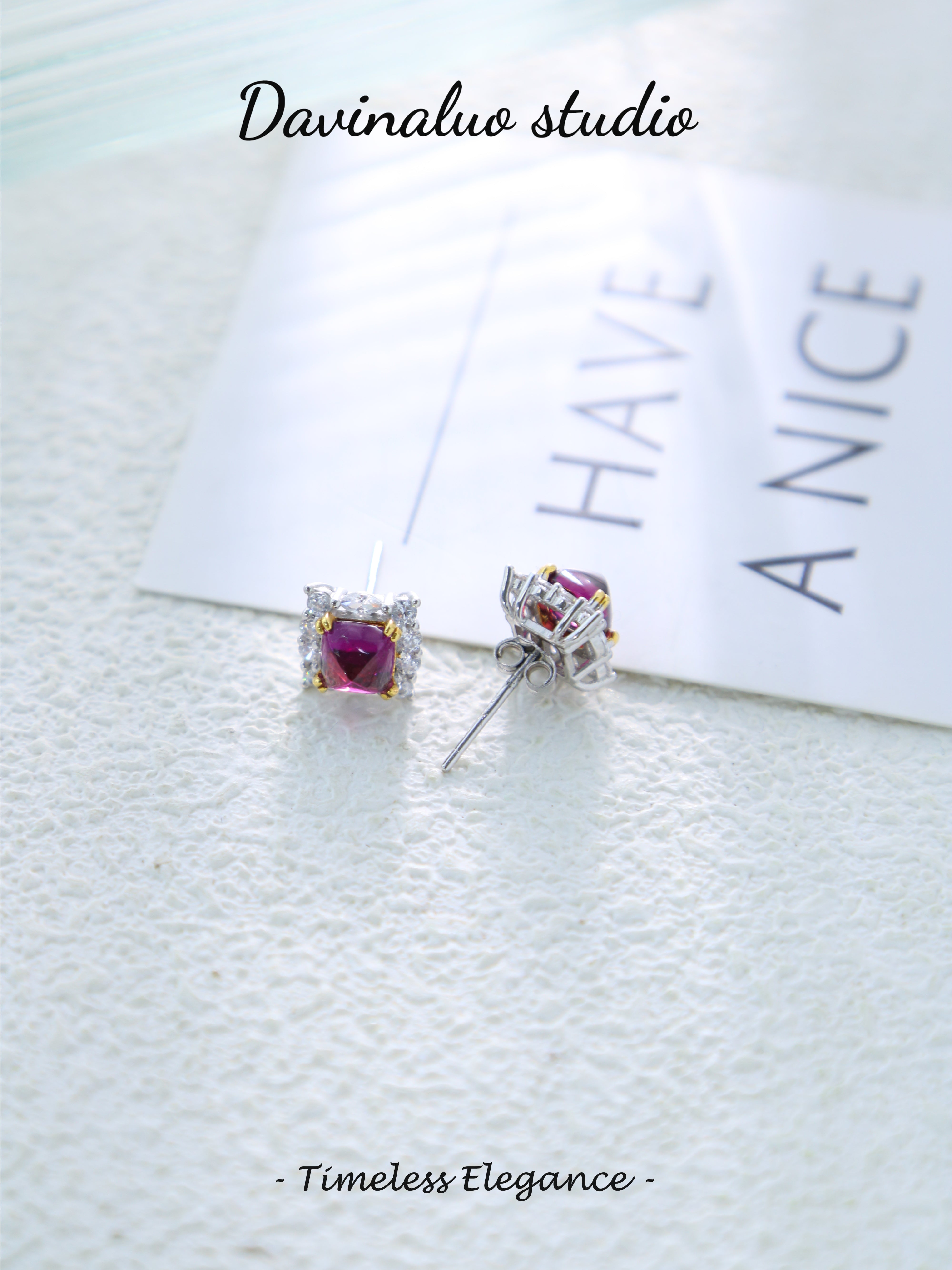 S925 Silver Classic Cushion Cut Garnet Earrings