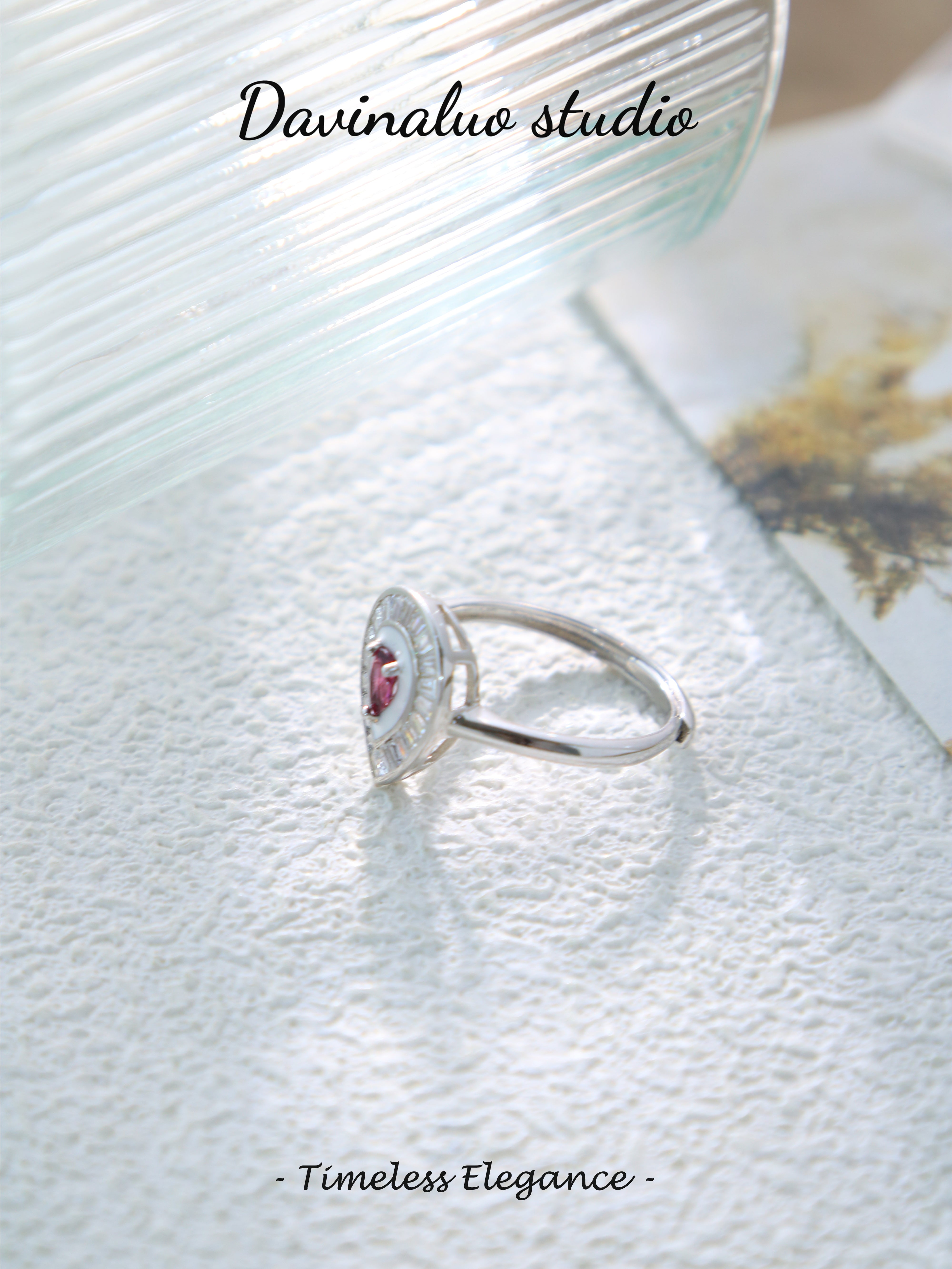 S925 Silver Simple Pear Cut Garnet Ring