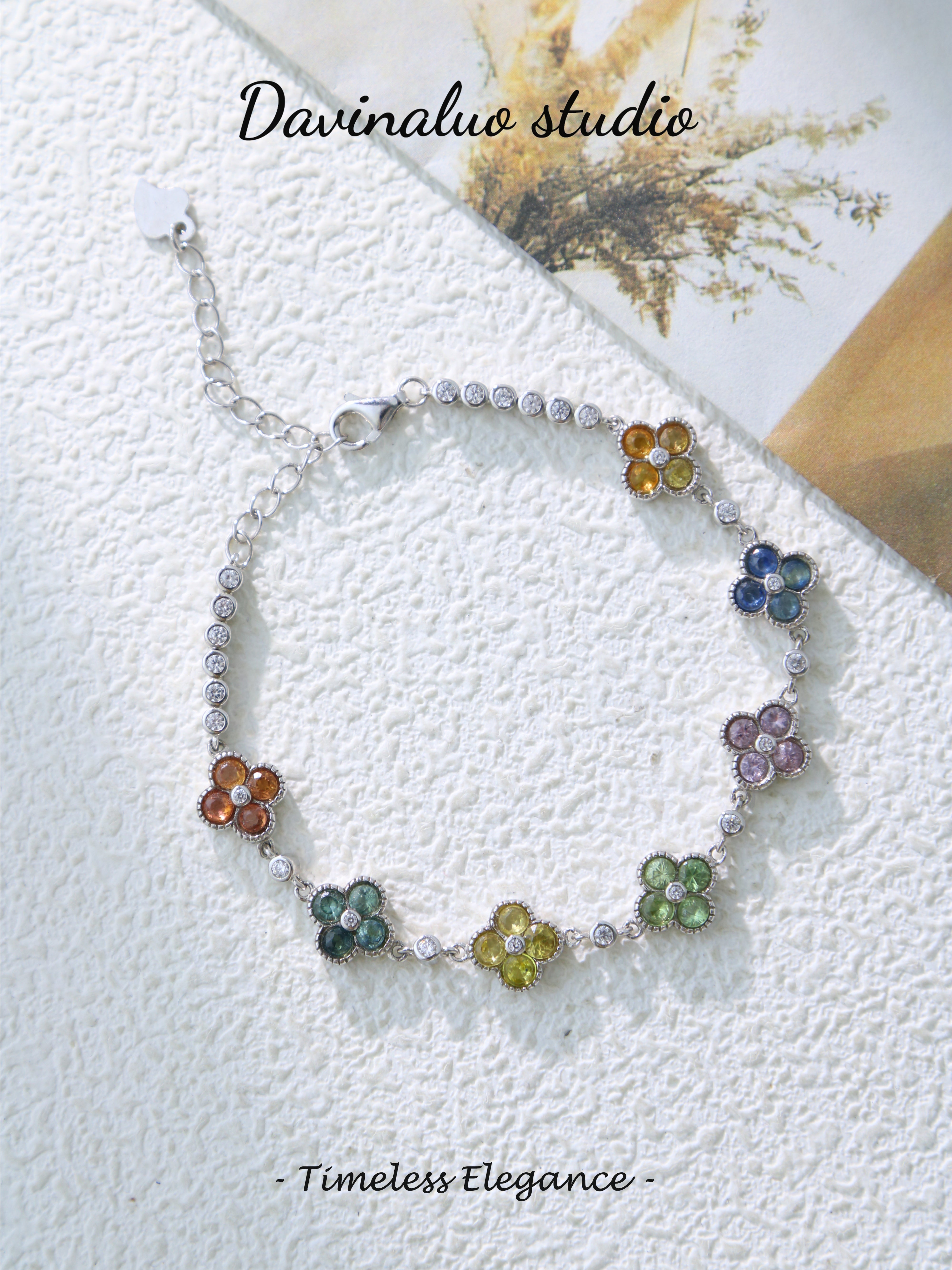 S925 Silver Simple Circular Cut Sapphire Bracelet
