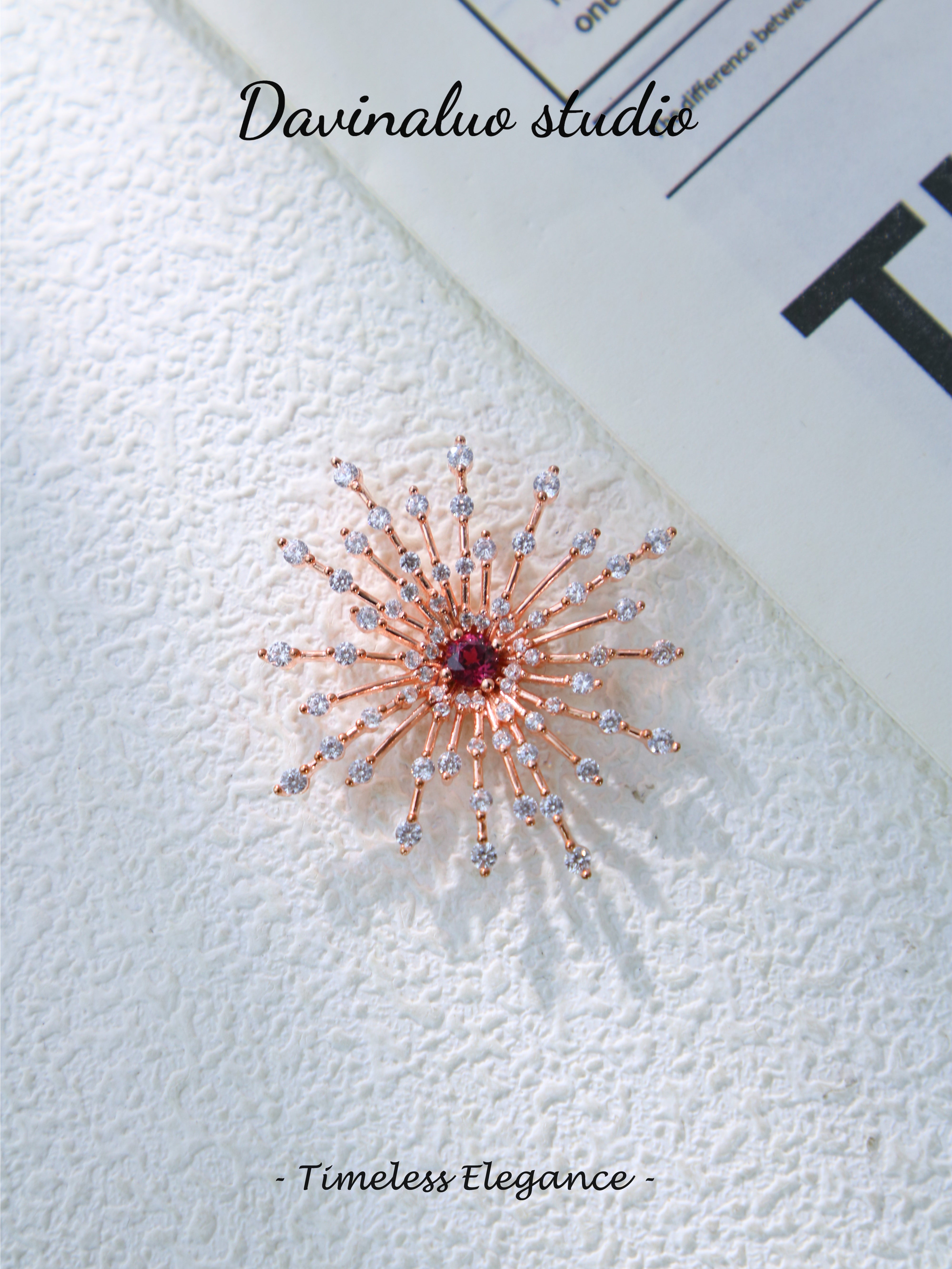 S925 Rose Gold Simple Round Cut Garnet Pendant