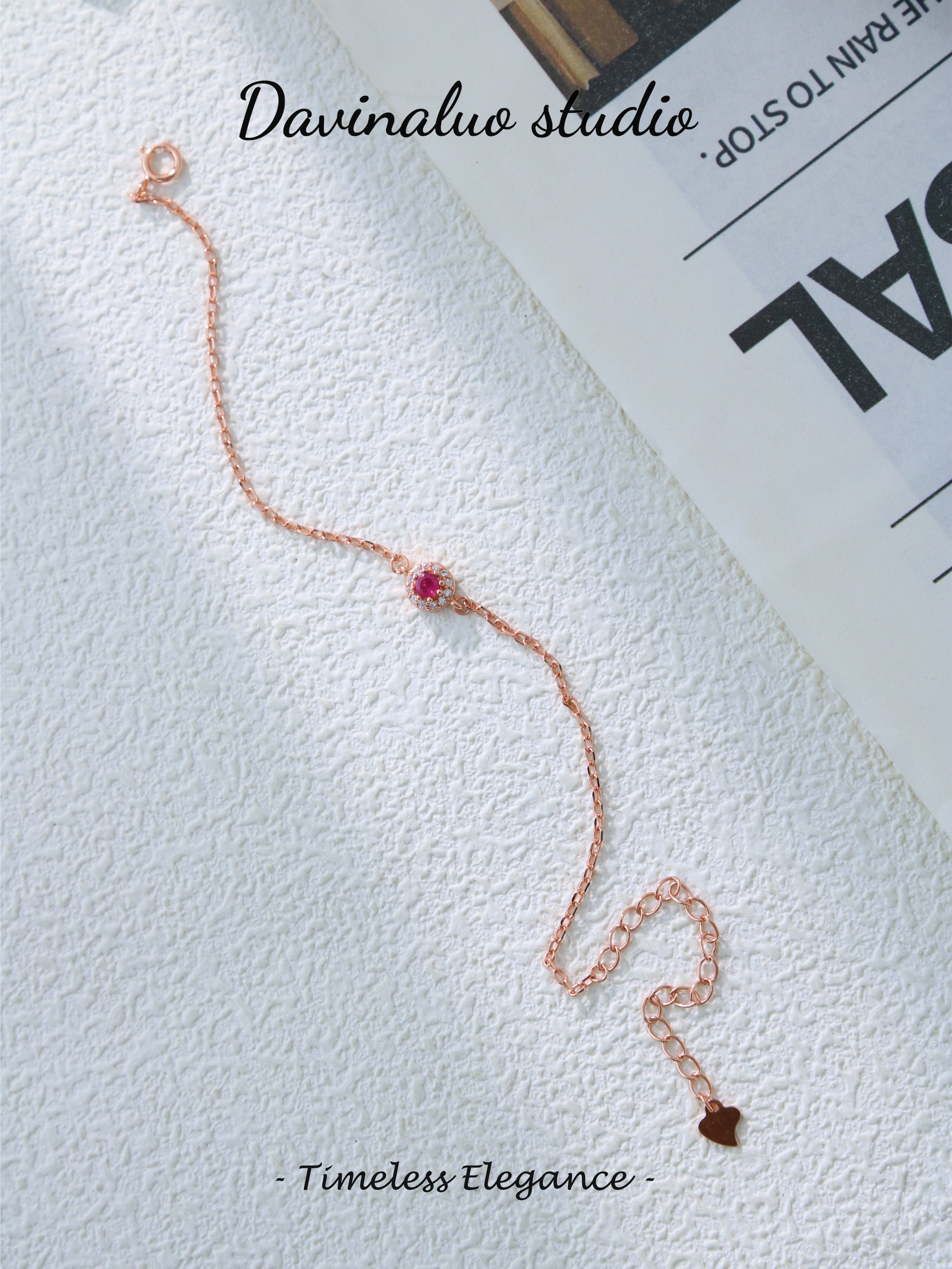 S925 Rose Gold Classic Round Cut Sapphire Bracelet