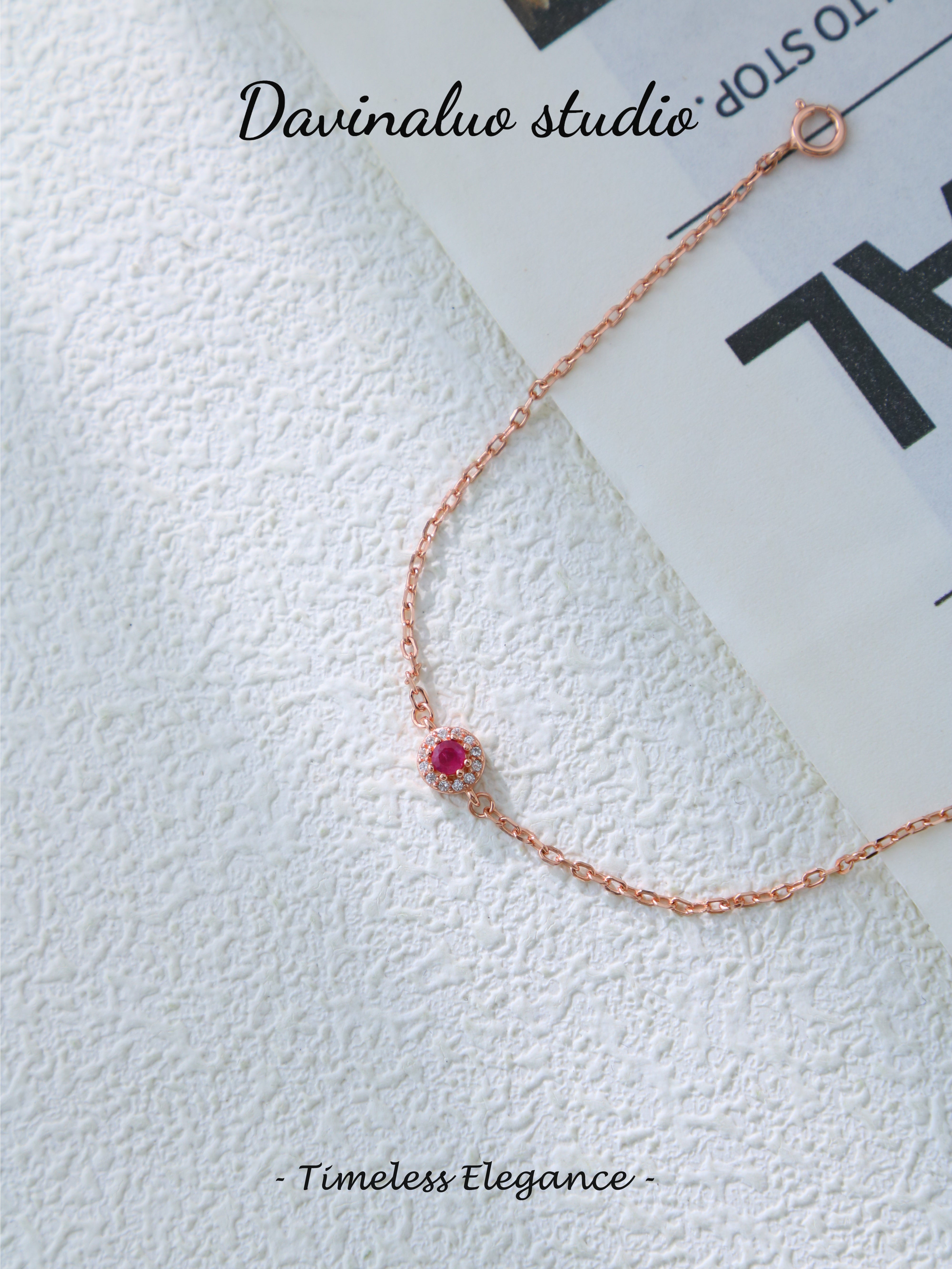 S925 Rose Gold Classic Round Cut Sapphire Bracelet
