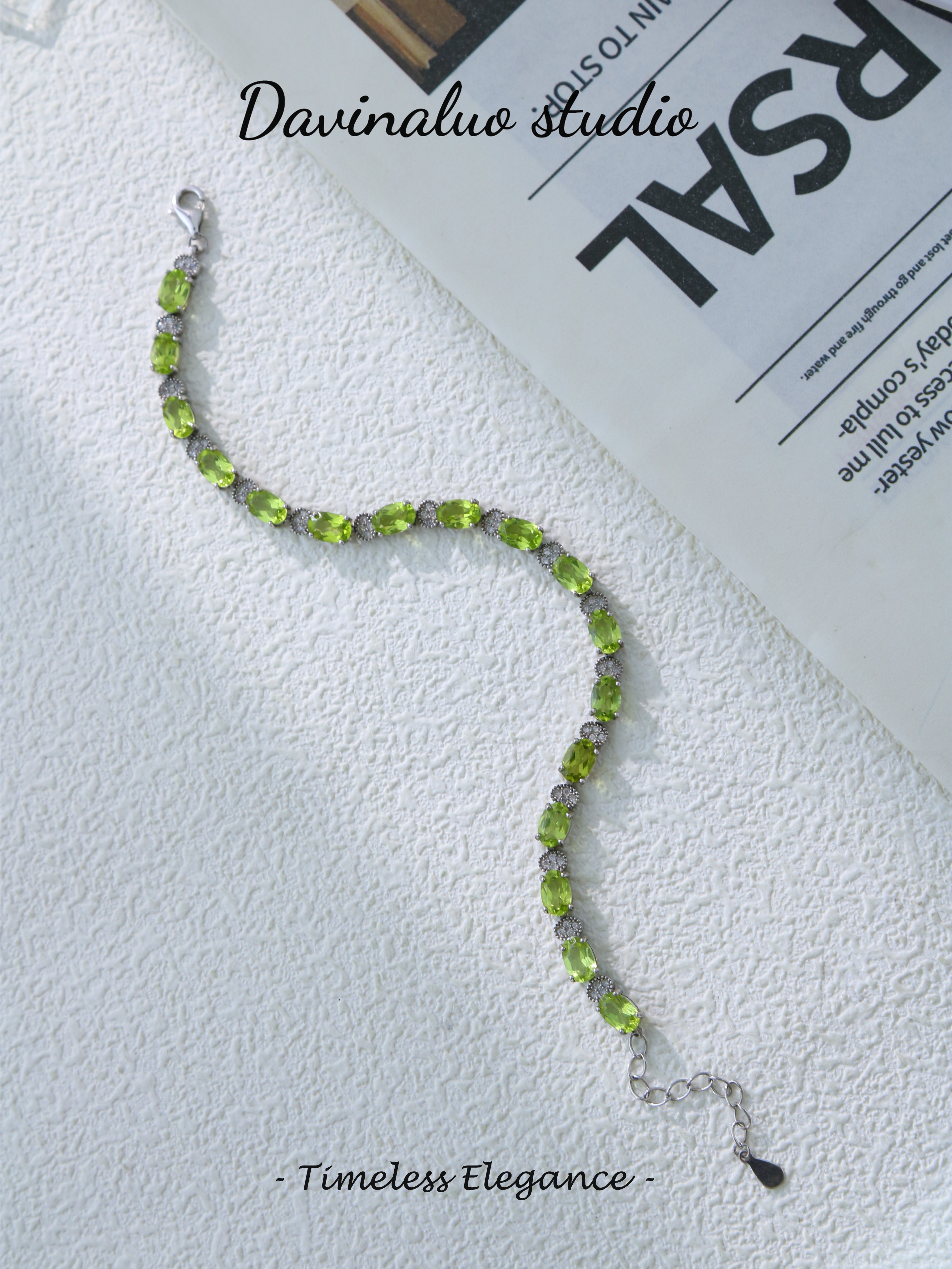 S925 Silver Classic Oval Cut Peridot Bracelet