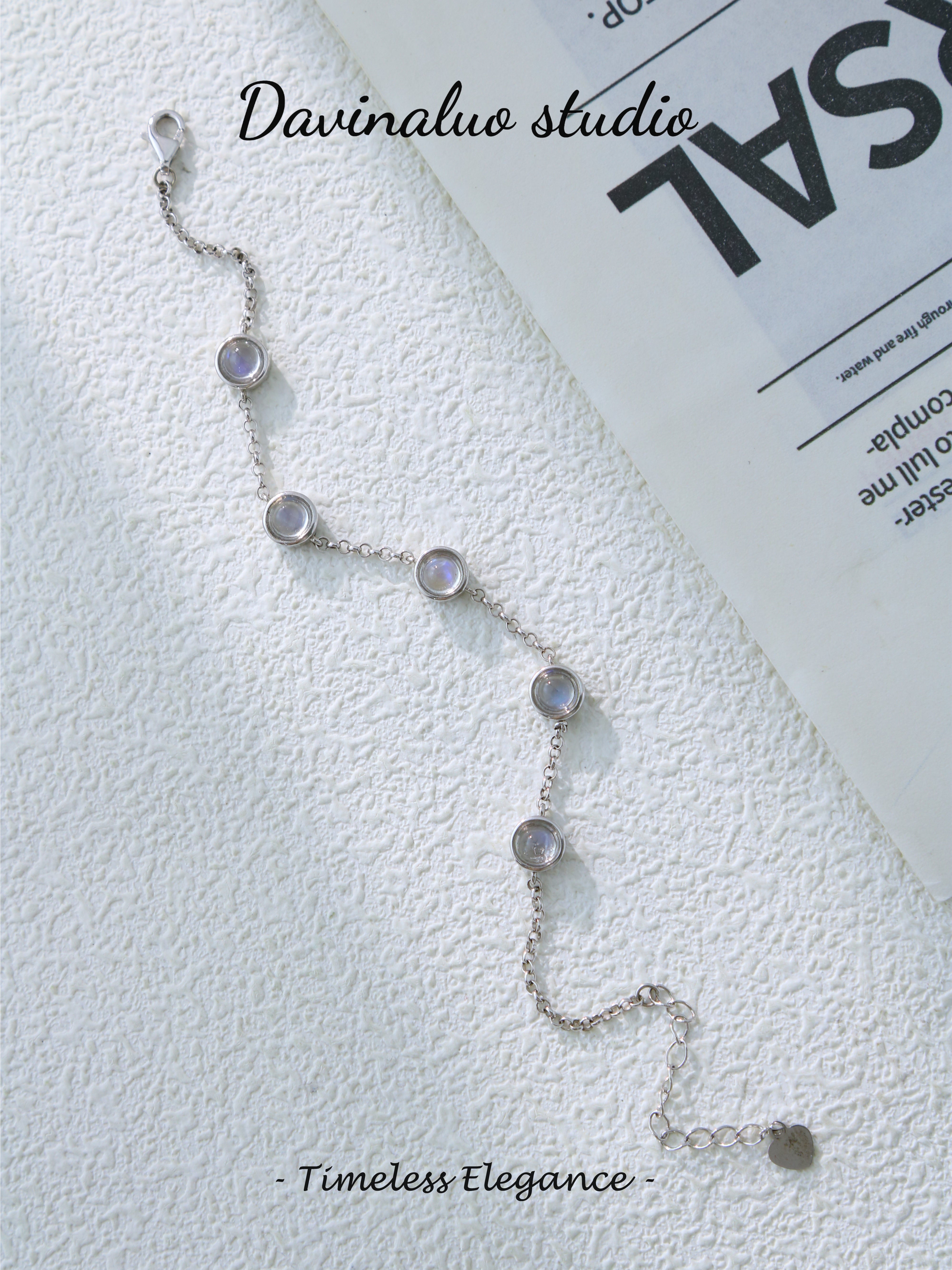 S925 Silver Classic Round Cut Moonstone Bracelet