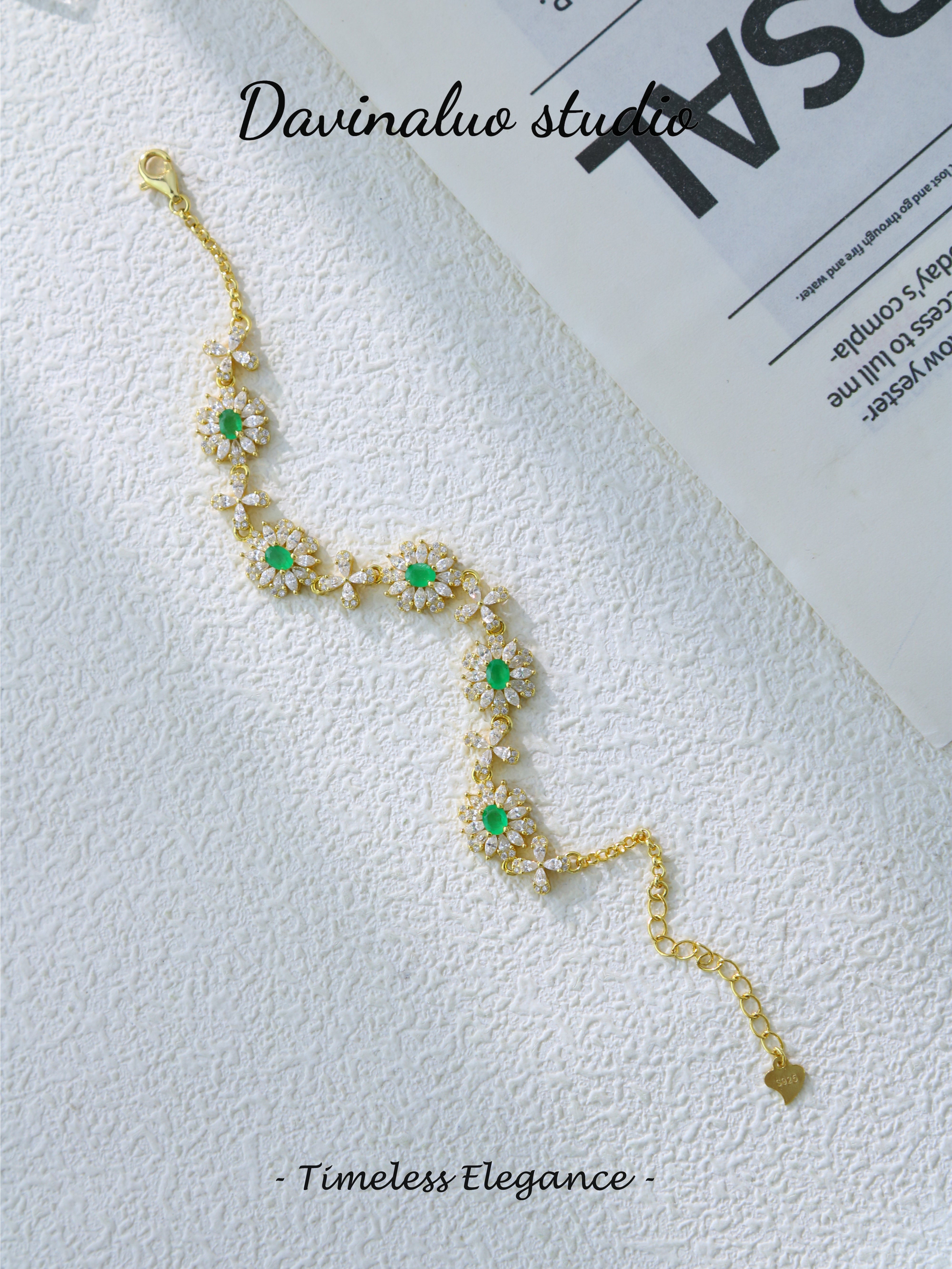 S925 Gold Classic Oval Cut Emerald Bracelet