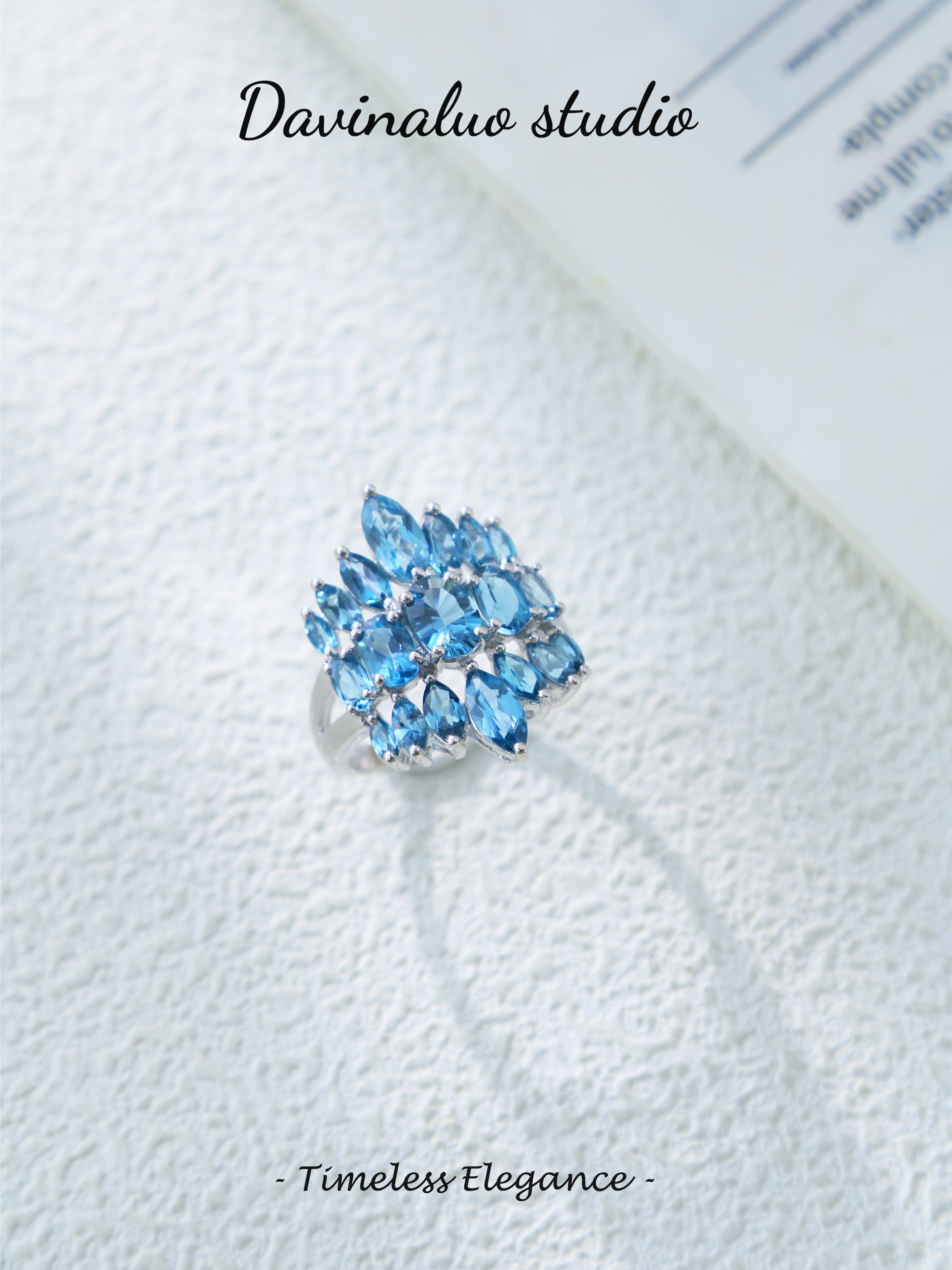 S925 Silver Classic Oval Cut/Marquise Cut Topaz Ring