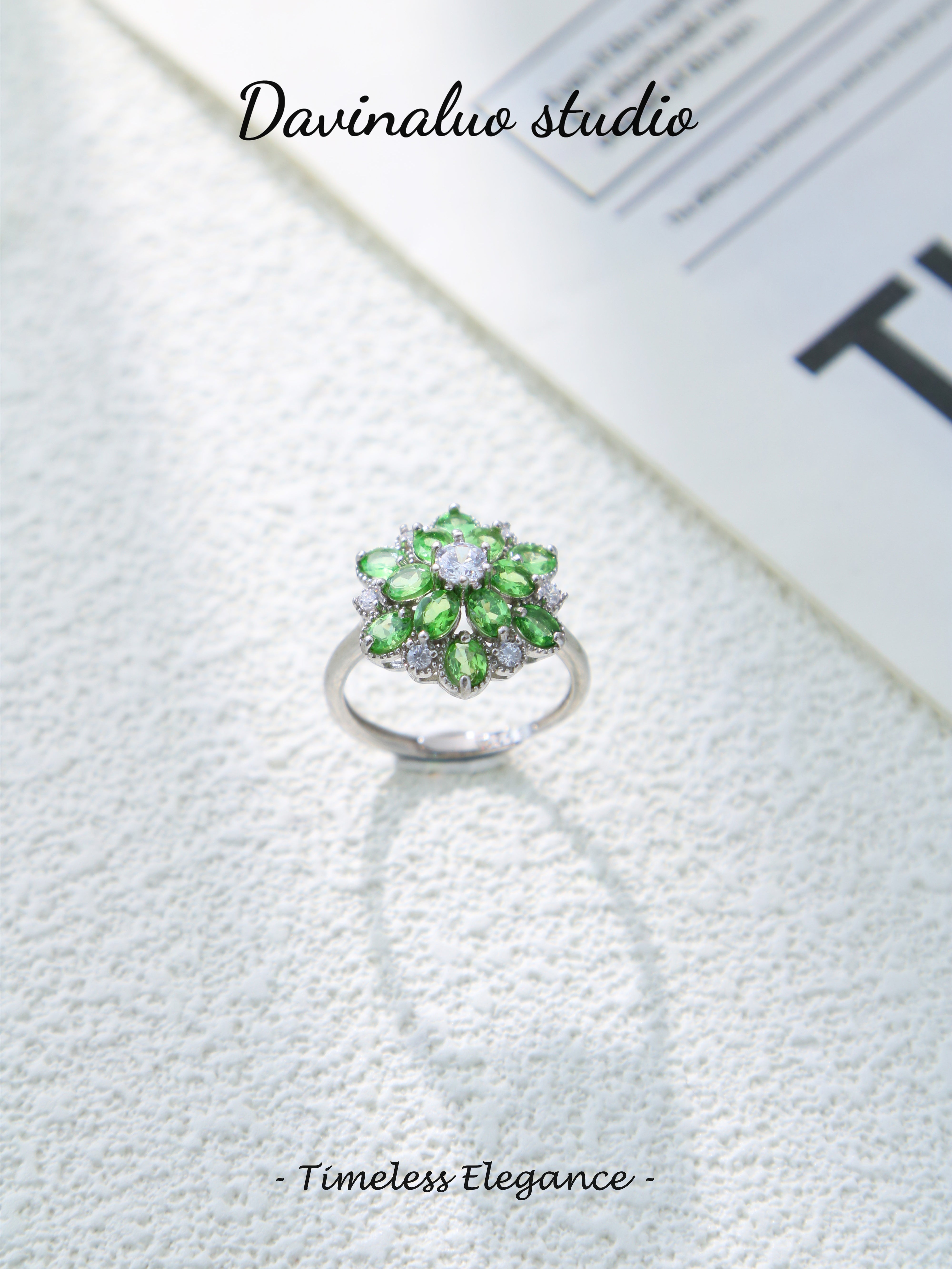 S925 Silver Simple Oval Cut Tsavorite Ring