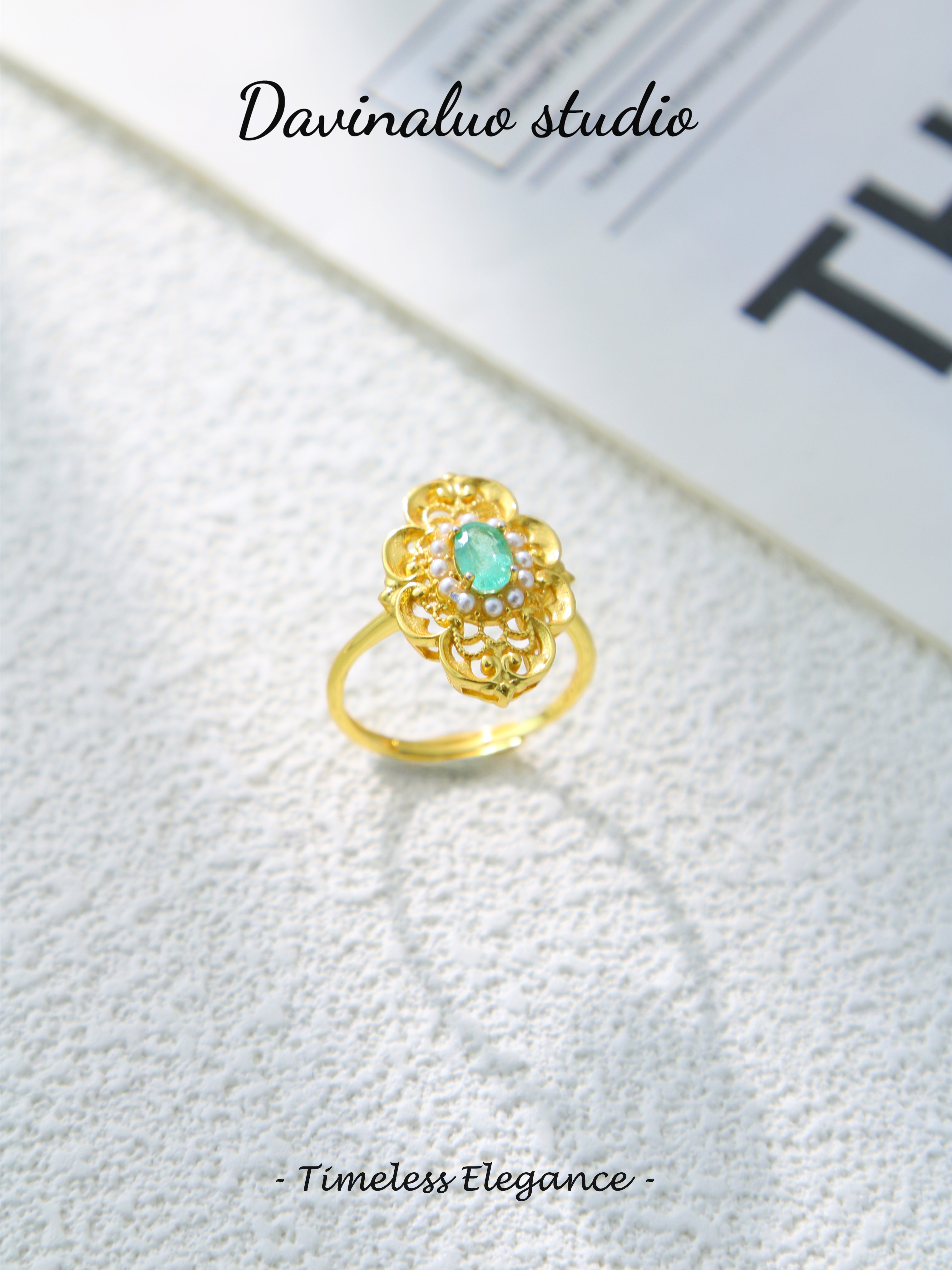 S925 Gold Classic Oval Cut Emerald Ring