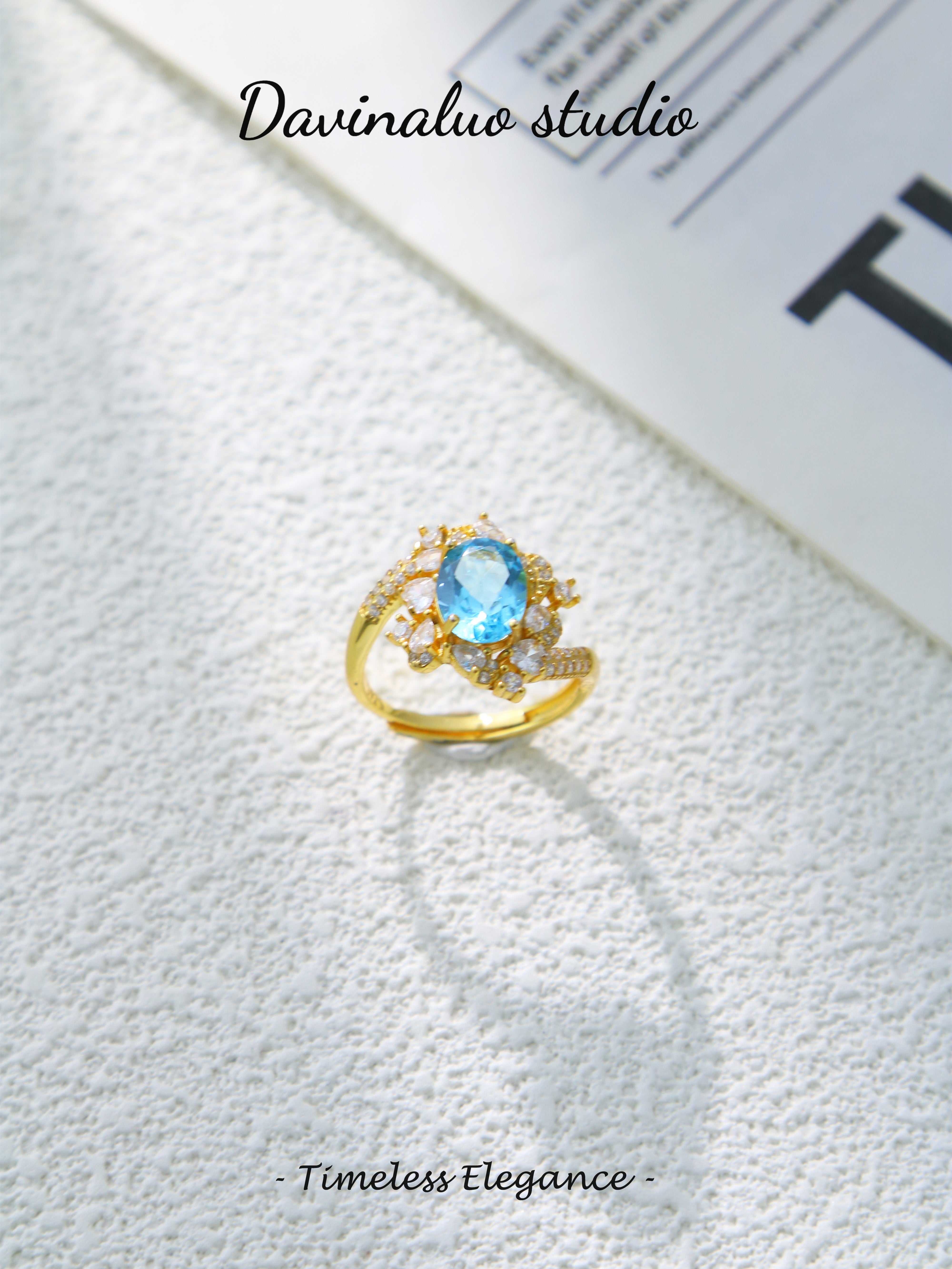 S925 Gold Classic Oval Cut Topaz Ring