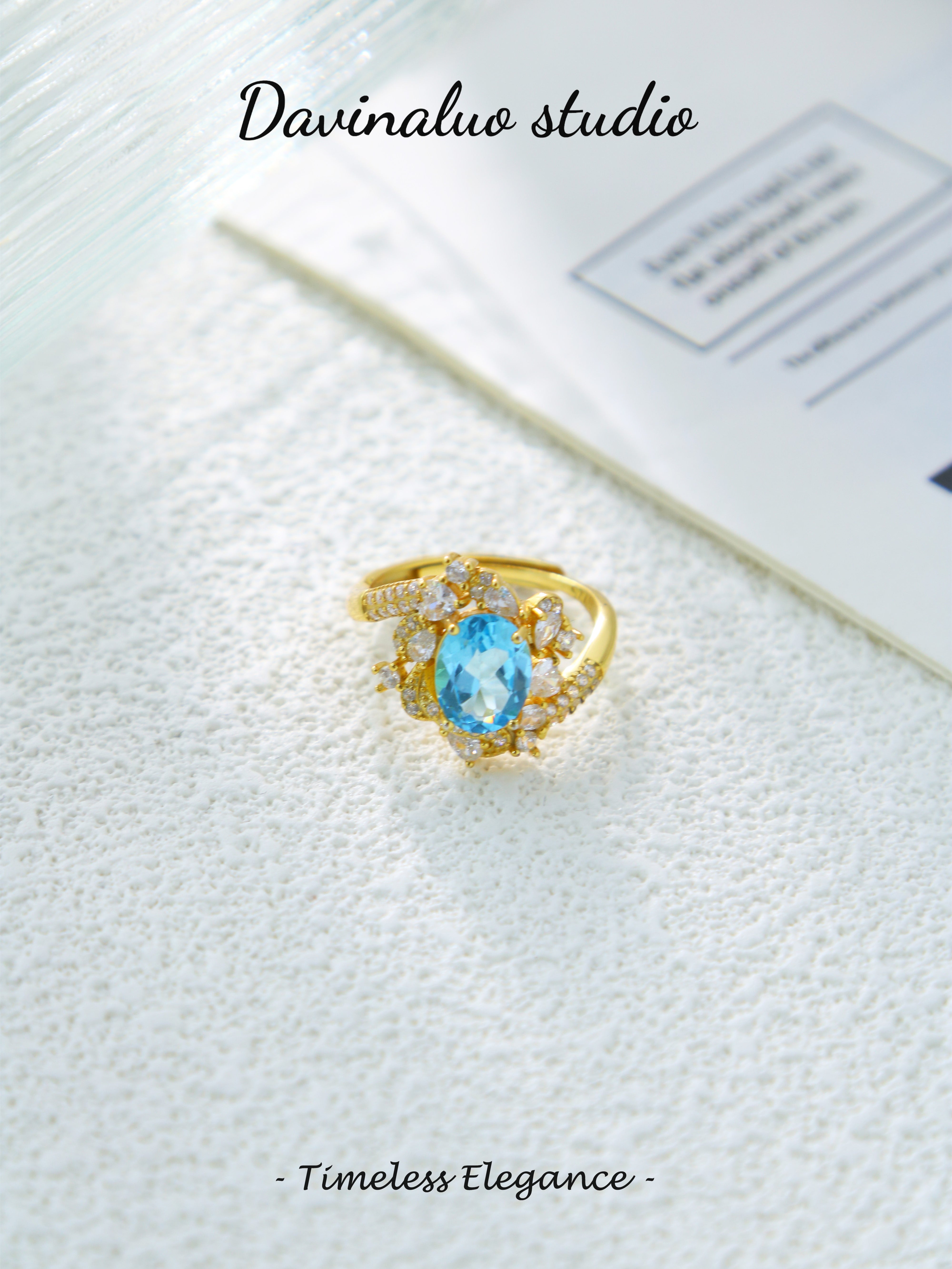 S925 Gold Classic Oval Cut Topaz Ring