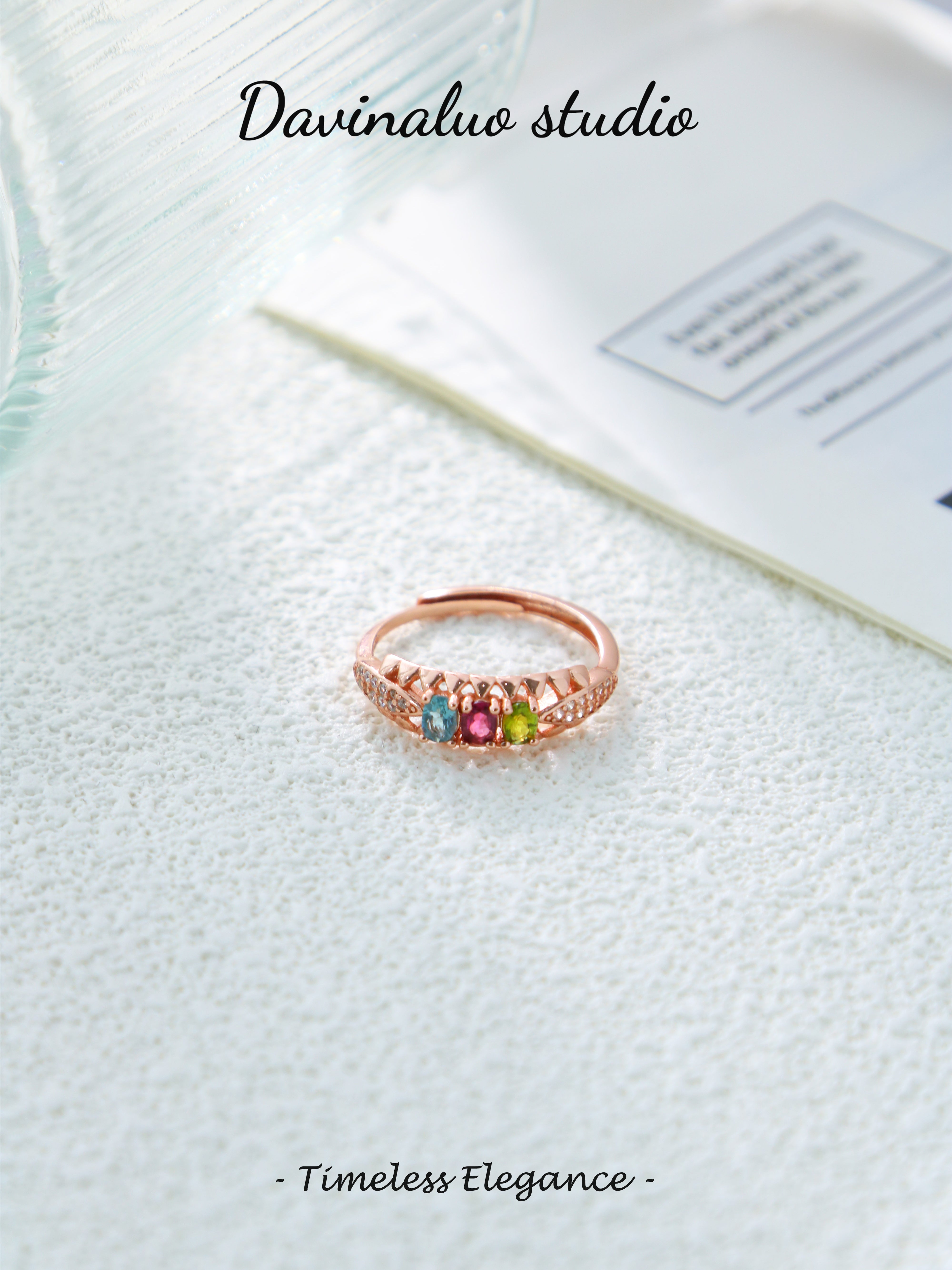 S925 Rose Gold Classic Oval Cut Tourmaline Ring