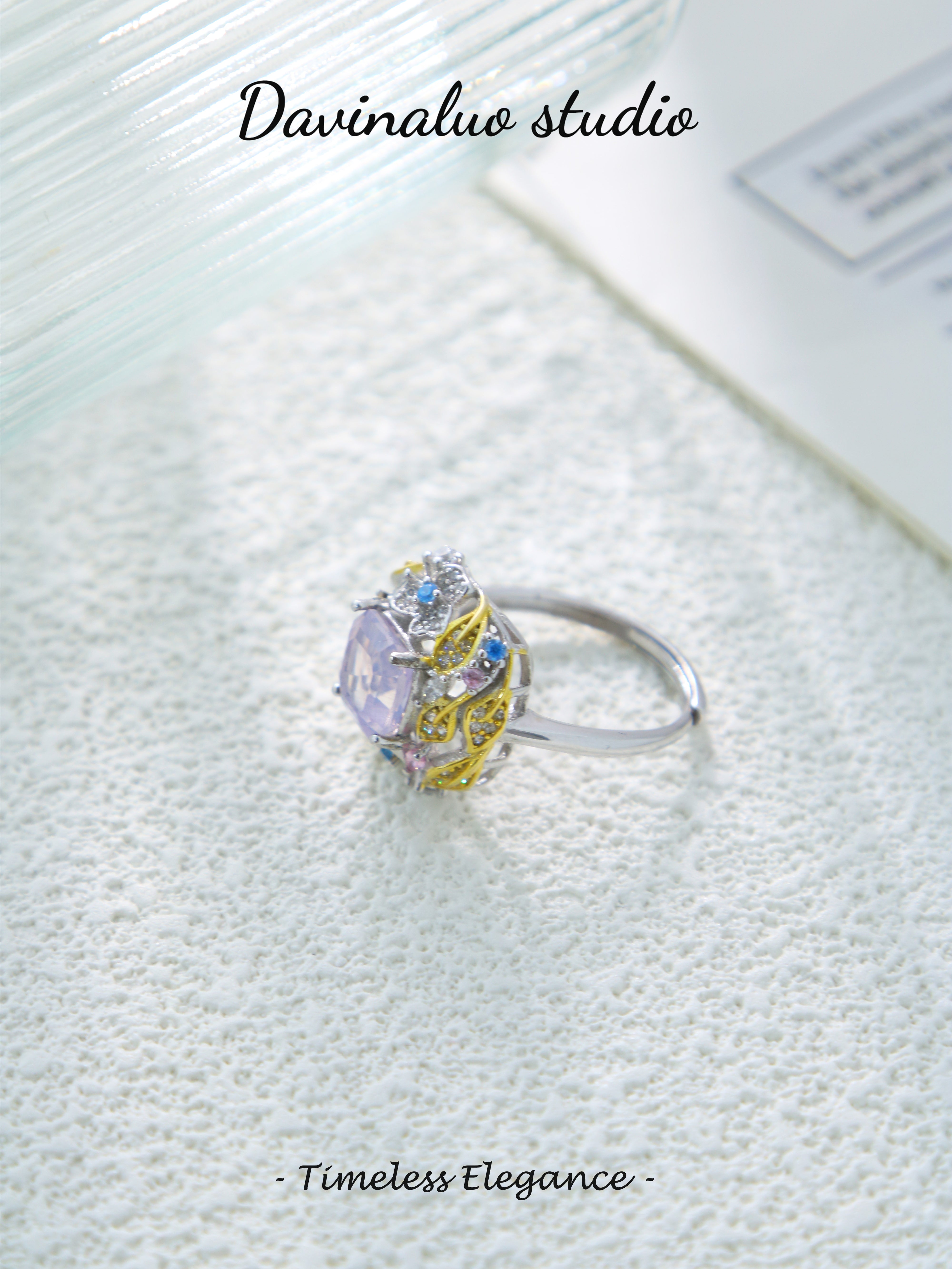 S925 Silver Simple Cushion Cut Lavender Amethyst Ring