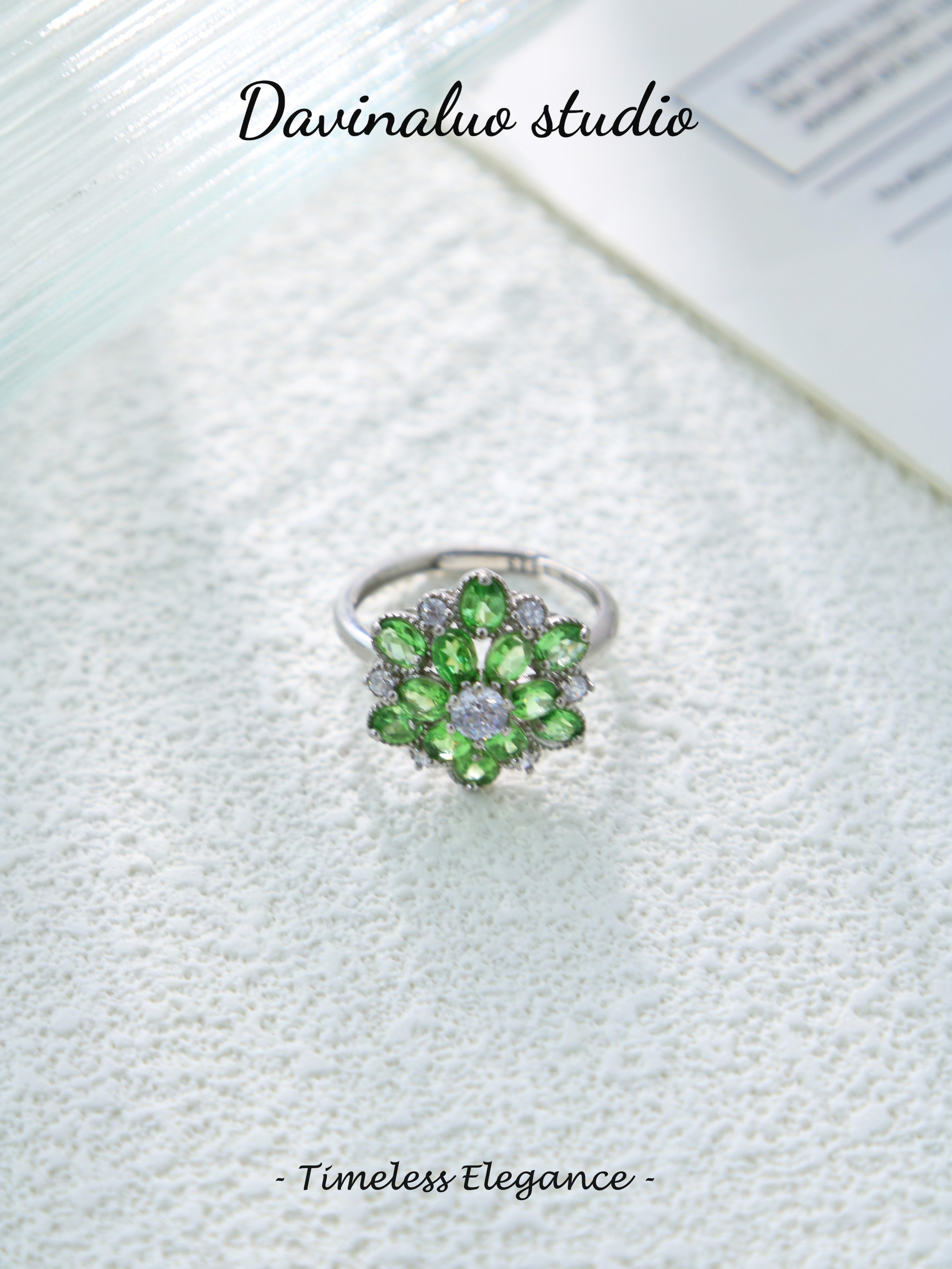 S925 Silver Simple Oval Cut Tsavorite Ring