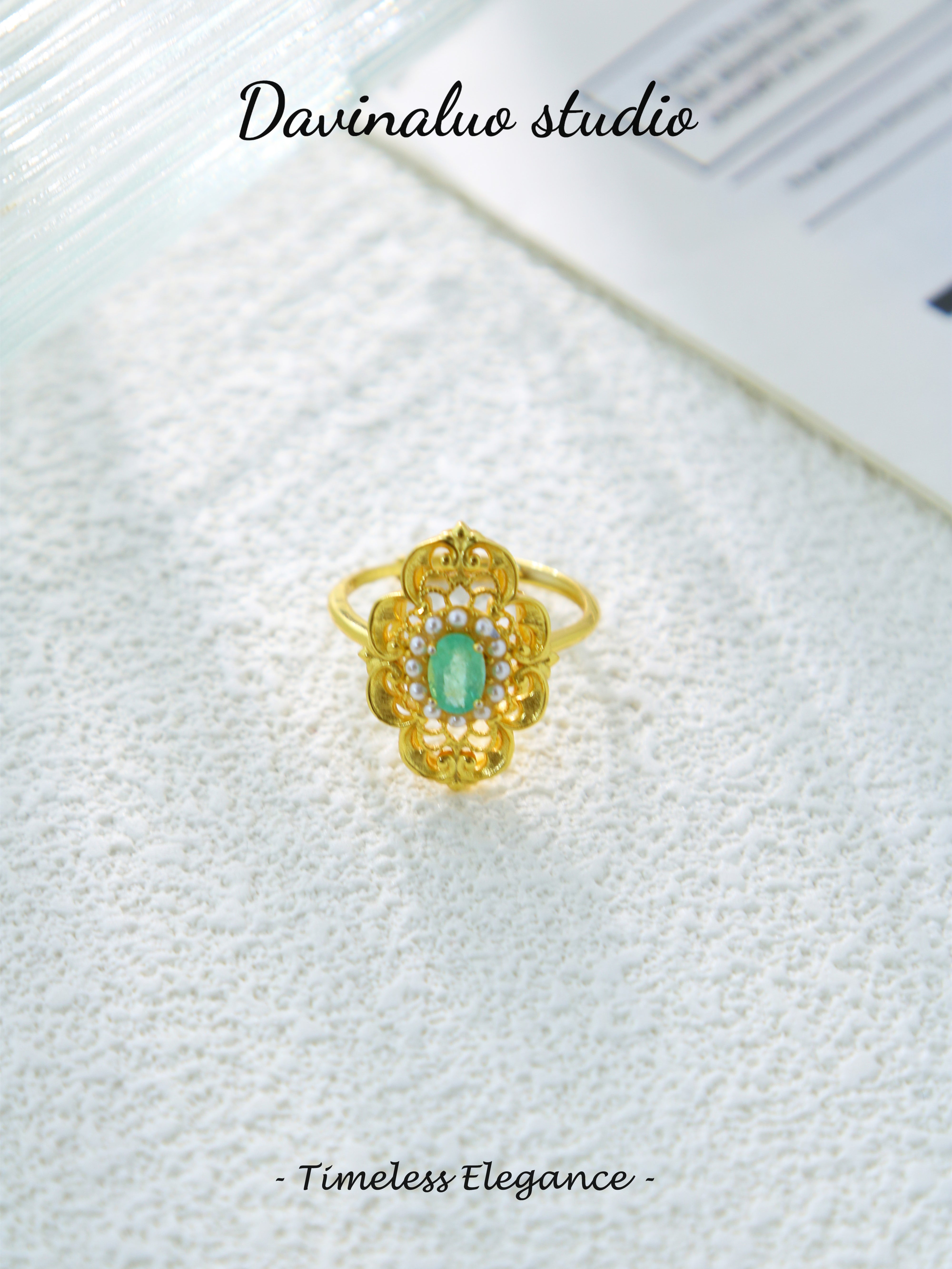 S925 Gold Classic Oval Cut Emerald Ring