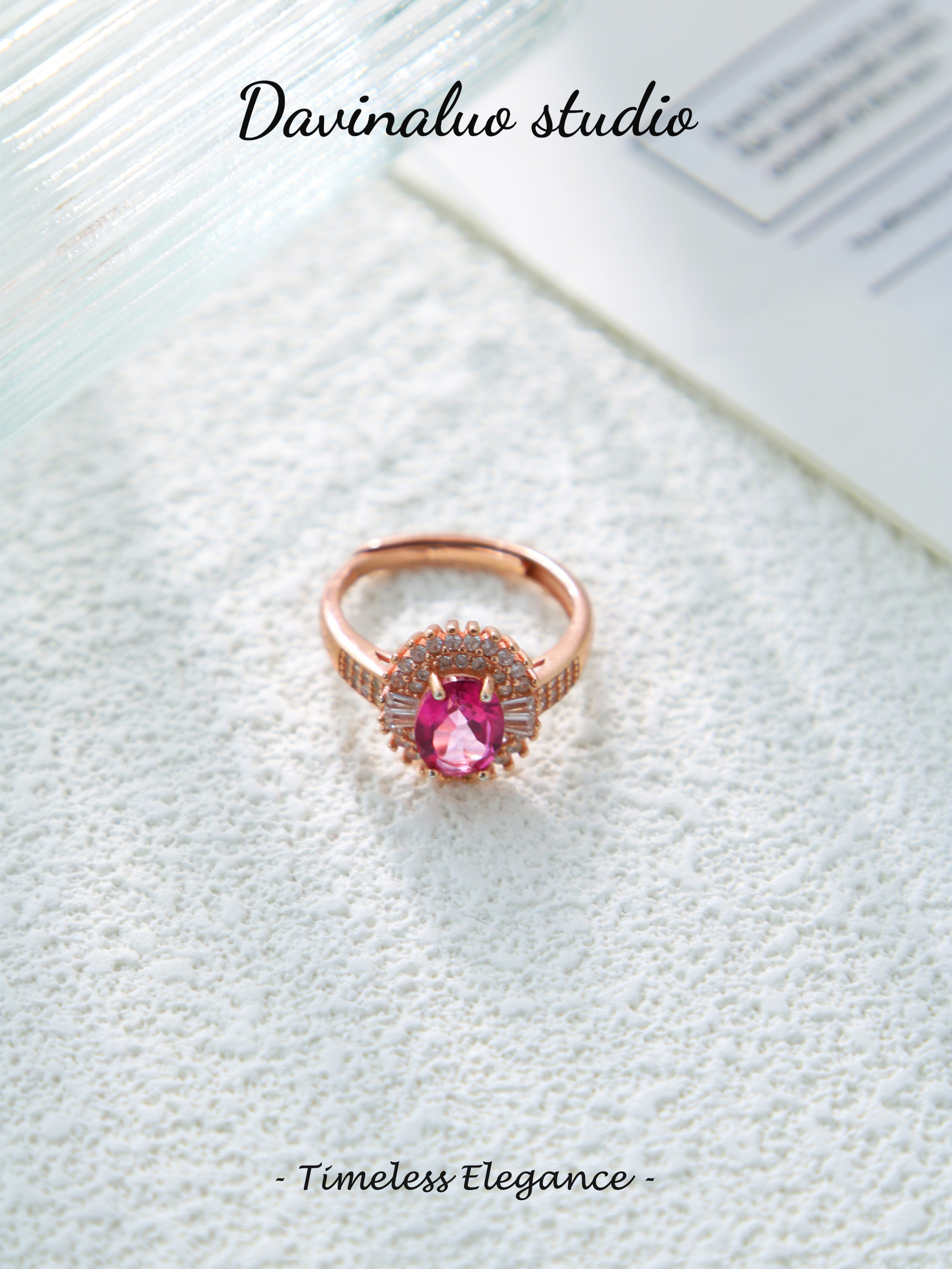 S925 Rose Gold Classic Oval Cut Topaz Ring
