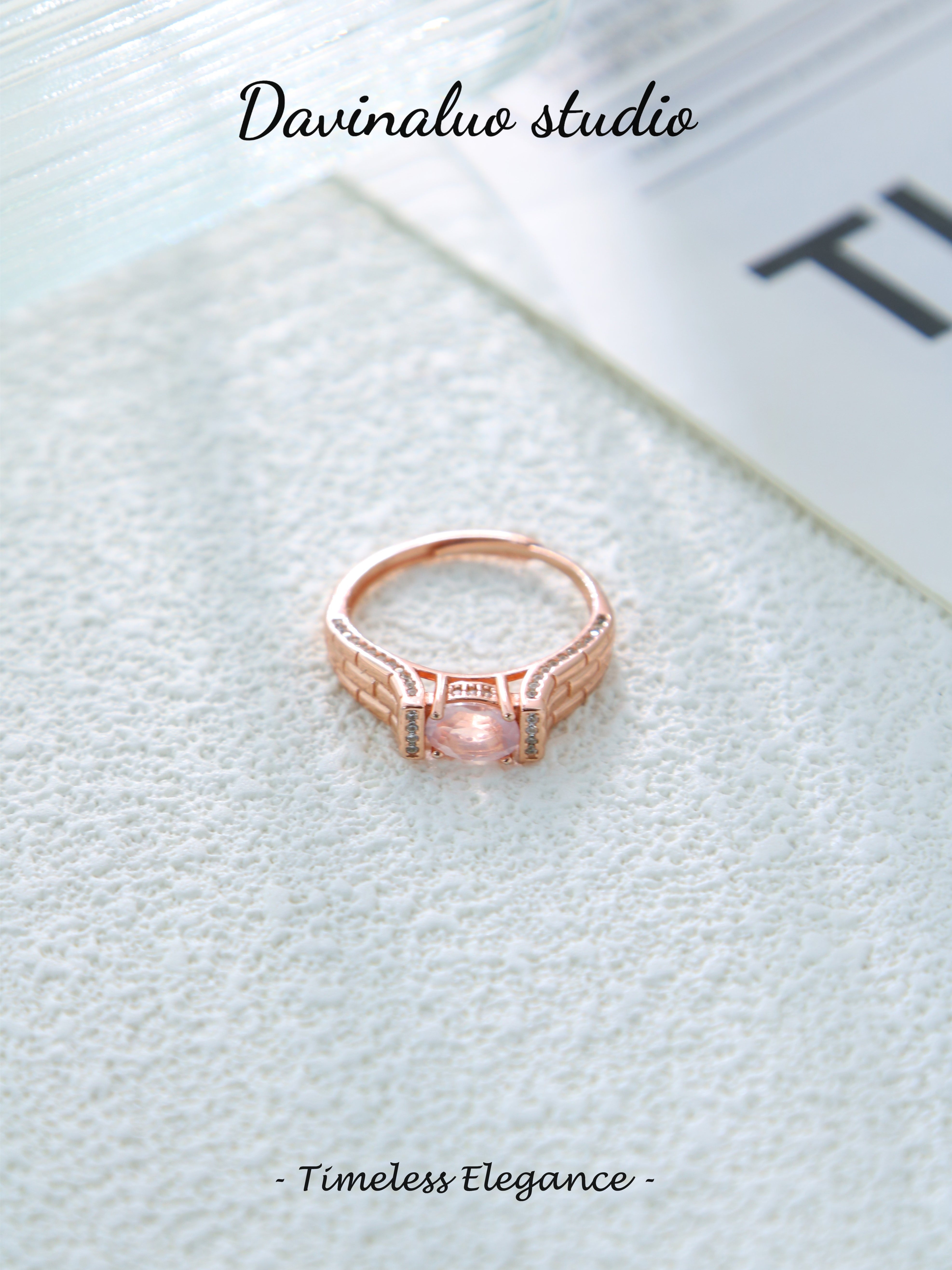 S925 Rose Gold Simple Oval Cut Crystal Ring