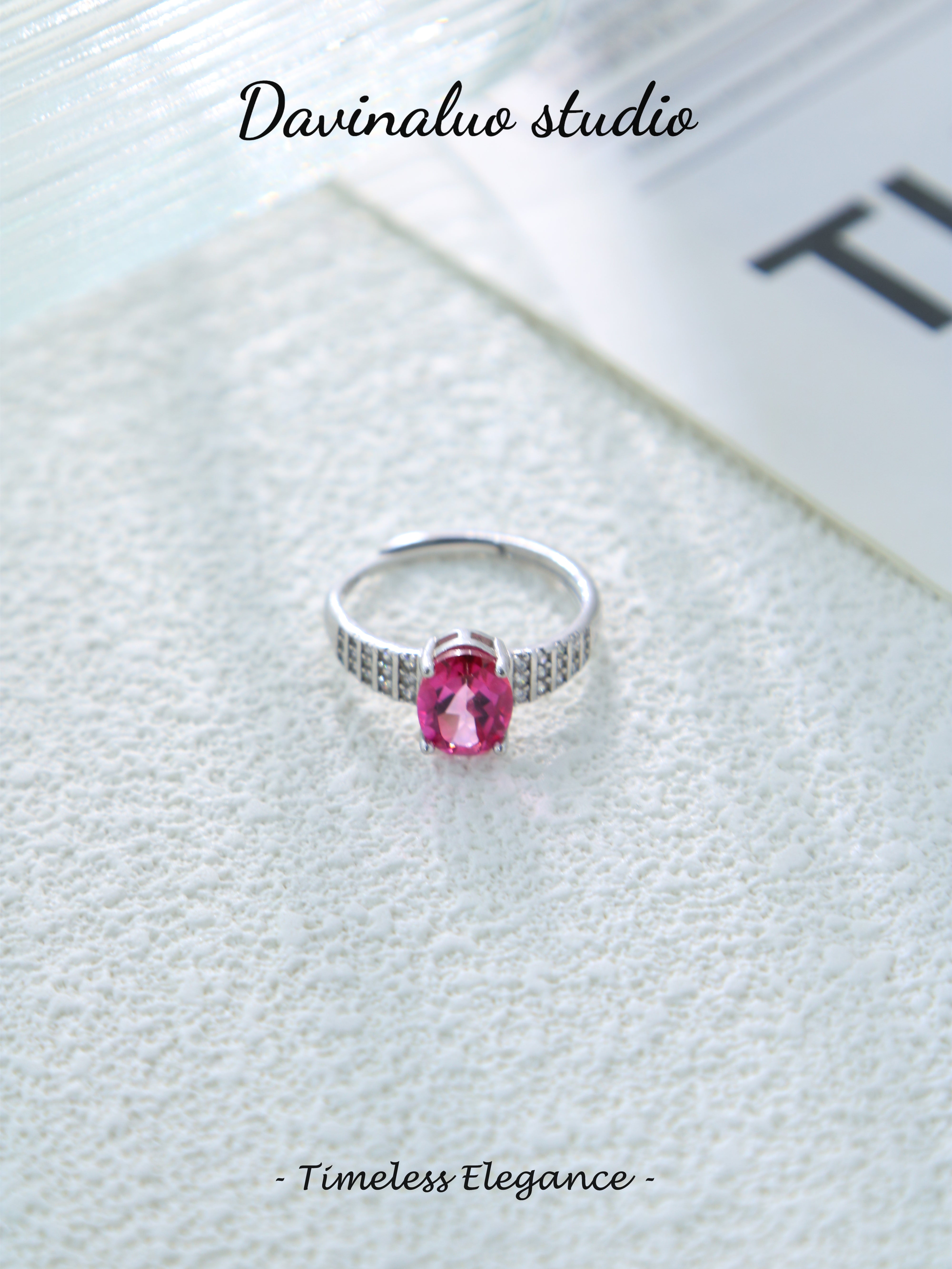 S925 Silver Simple Oval Cut Topaz Ring