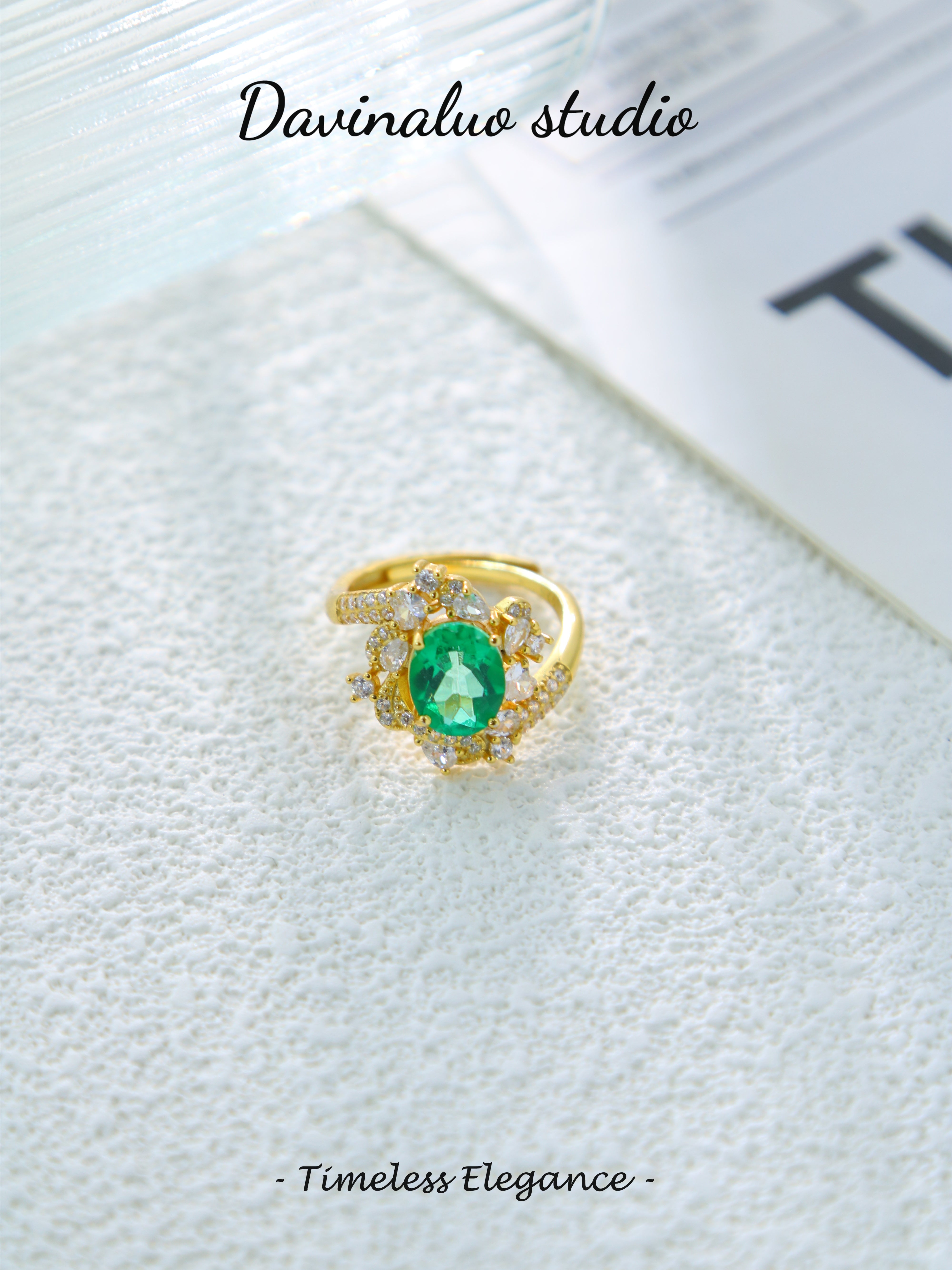 S925 Gold Simple Oval Cut Topaz Ring