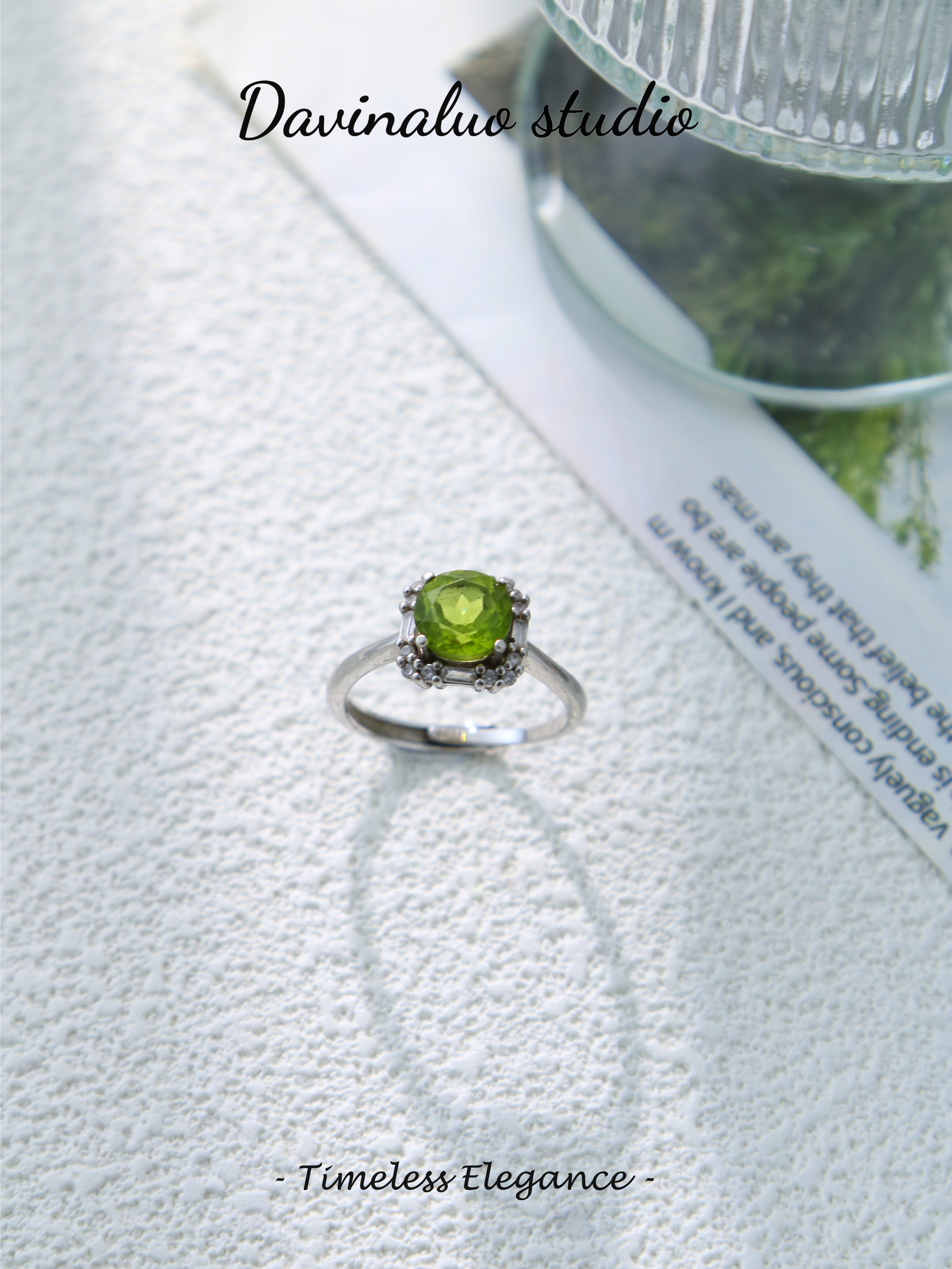 S925 Silver Simple Circular Cut Peridot Ring