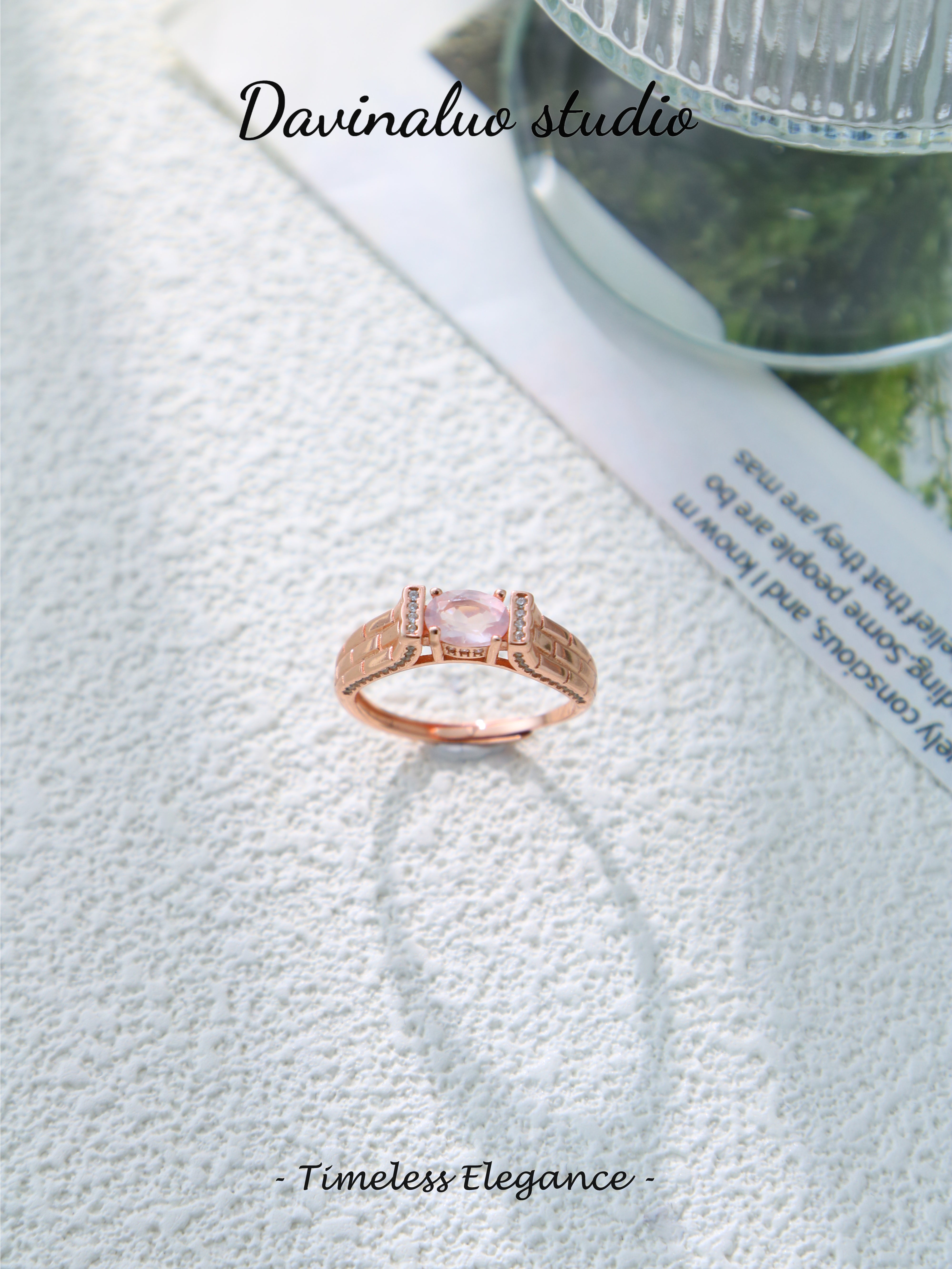 S925 Rose Gold Simple Oval Cut Crystal Ring
