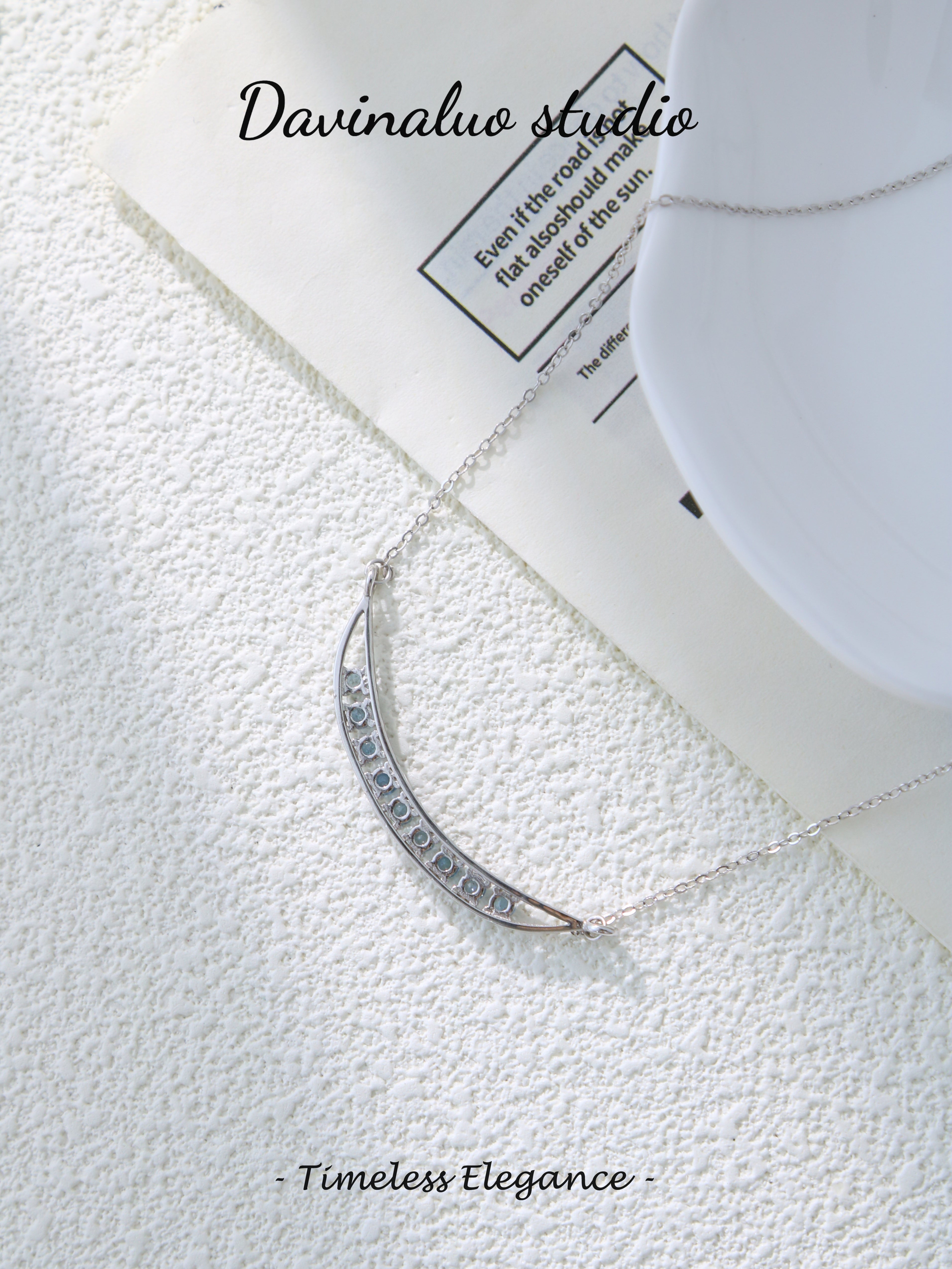 S925 Silver Simple Circular Cut Aquamarine Necklace