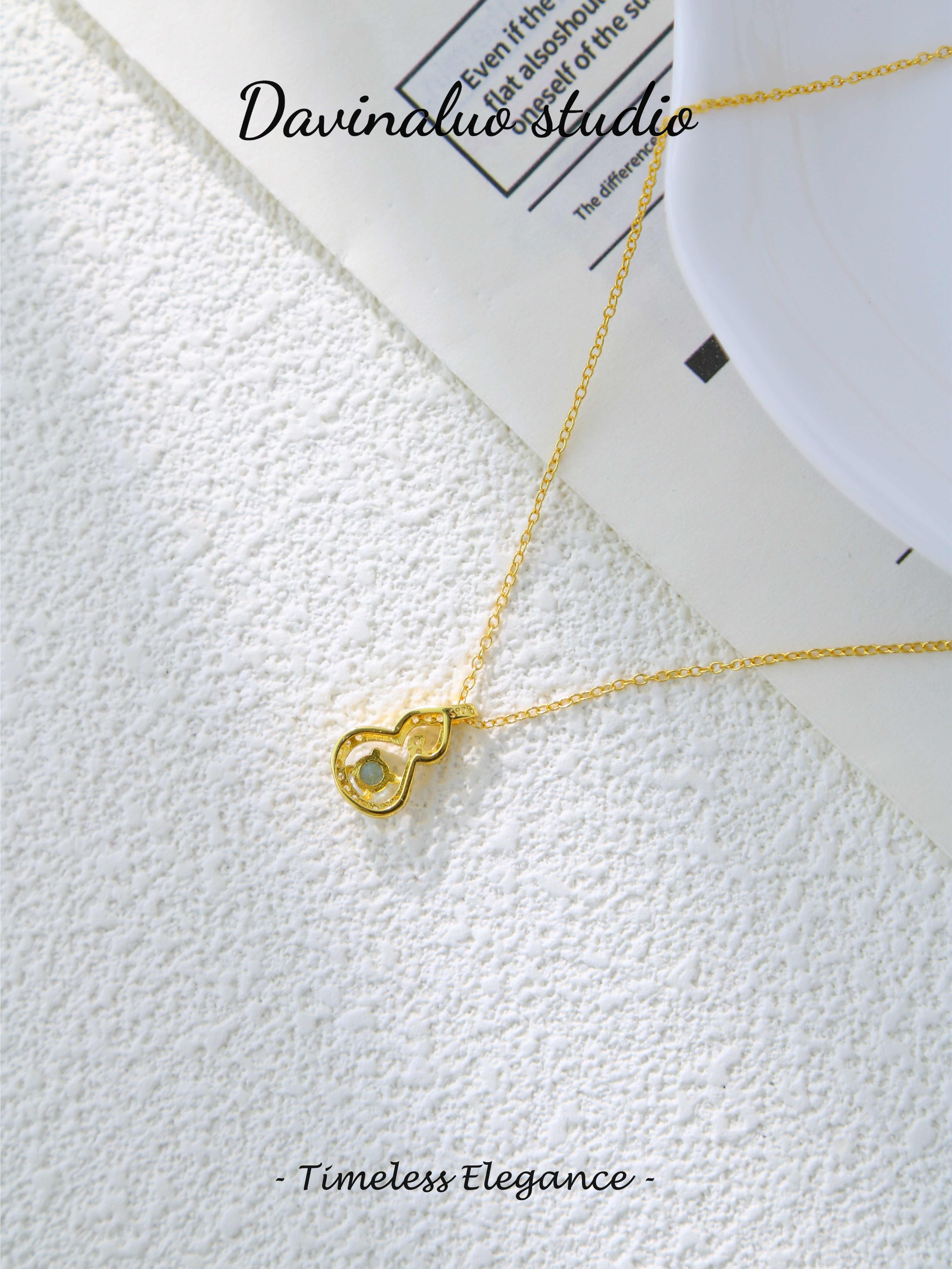S925 Gold Simple Circular Cut Aquamarine Necklace
