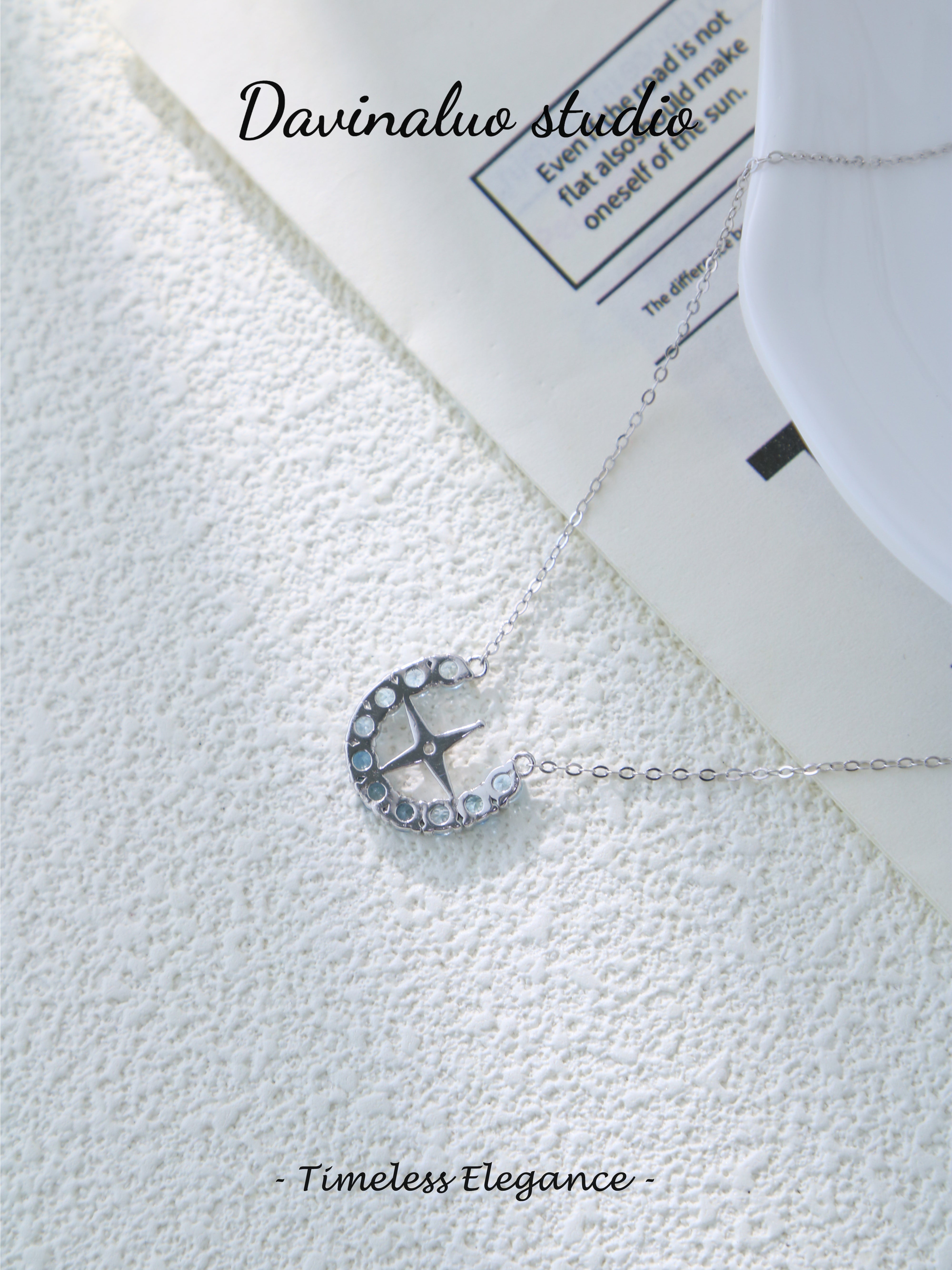 S925 Silver Simple Circular Cut Aquamarine Necklace