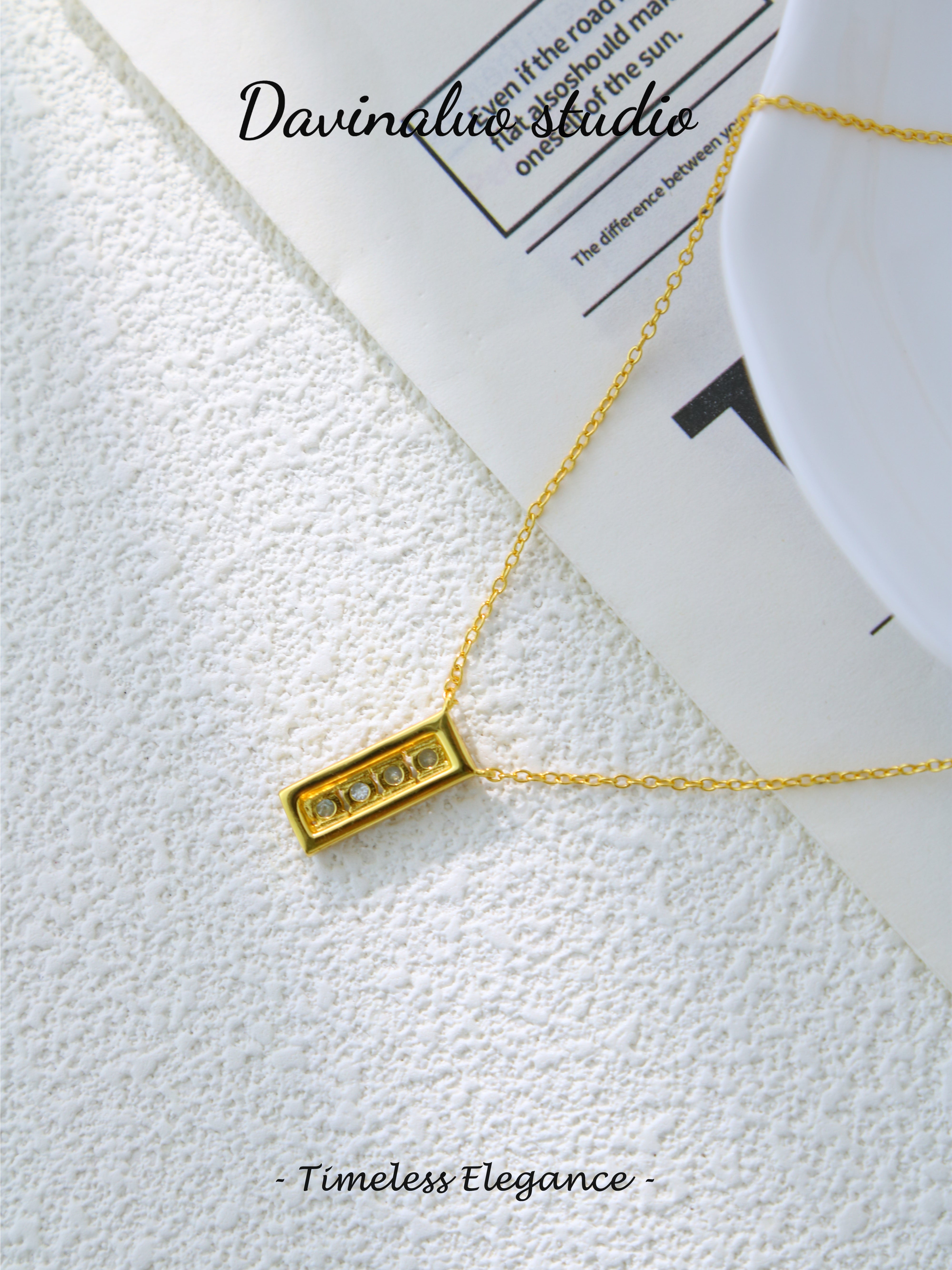 S925 Gold Simple Circular Cut Aquamarine Necklace