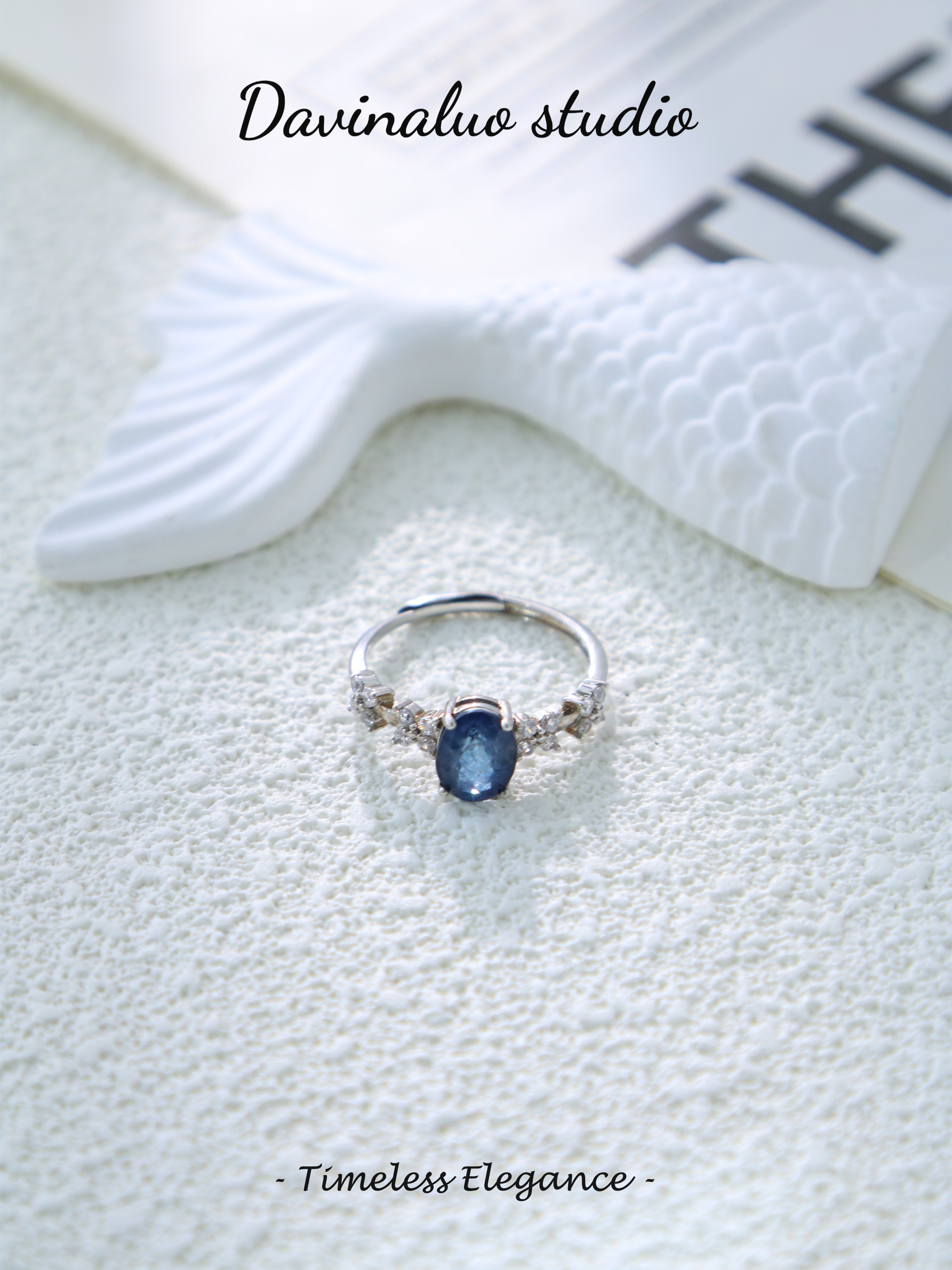 S925 Silver Simple Oval Cut Sapphire Ring